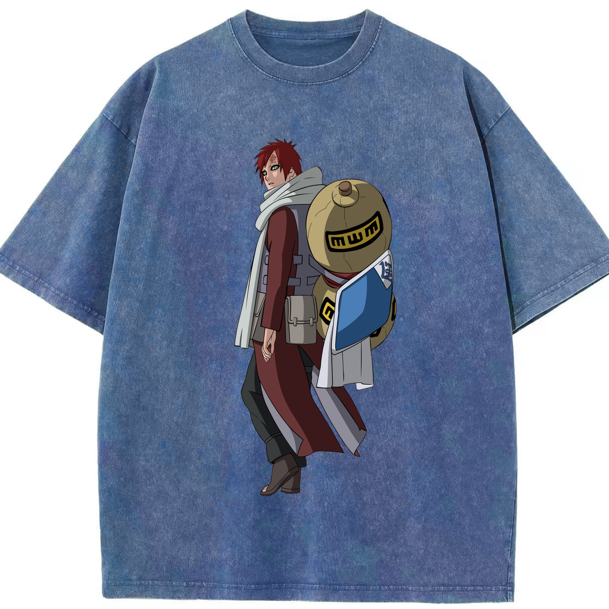 （画像用） NARUTO -ナルト- ガアラ Gaara 綿100% ヴィンテージ風 半袖Tシャツ（フロントプリント）