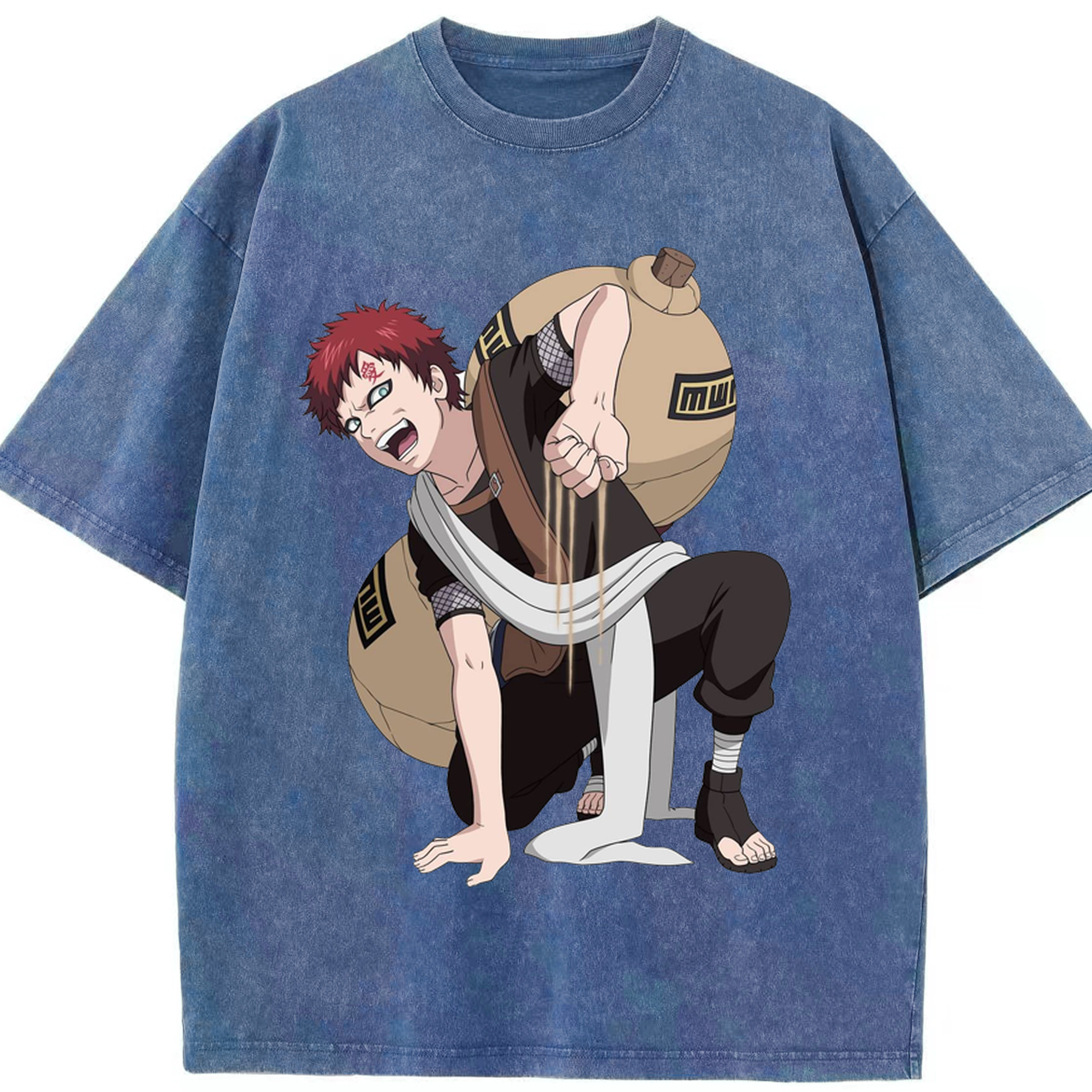 （画像用） NARUTO -ナルト- ガアラ Gaara 綿100% ヴィンテージ風 半袖Tシャツ（フロントプリント）