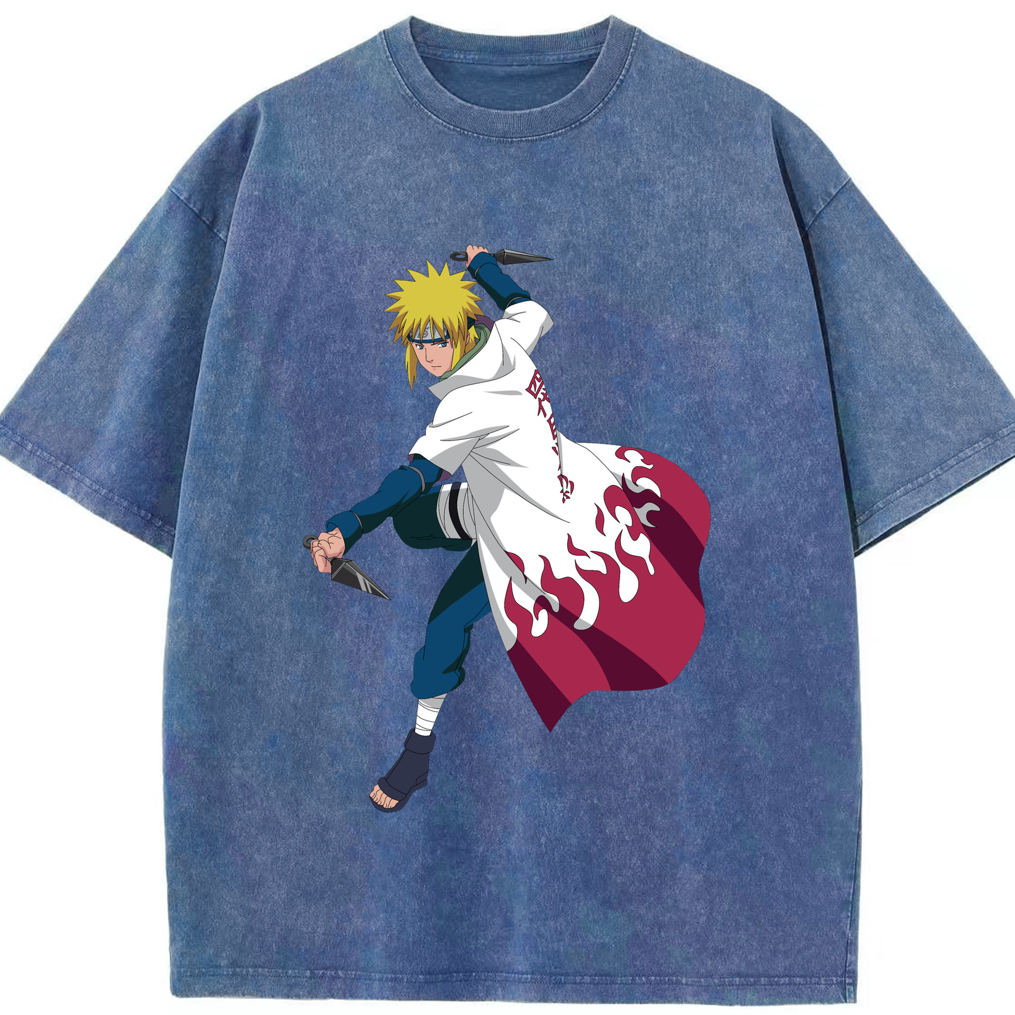 （画像用） NARUTO -ナルト- 波風 ミナト Namikaze Minato 綿100% ヴィンテージ風 半袖Tシャツ（フロントプリント）