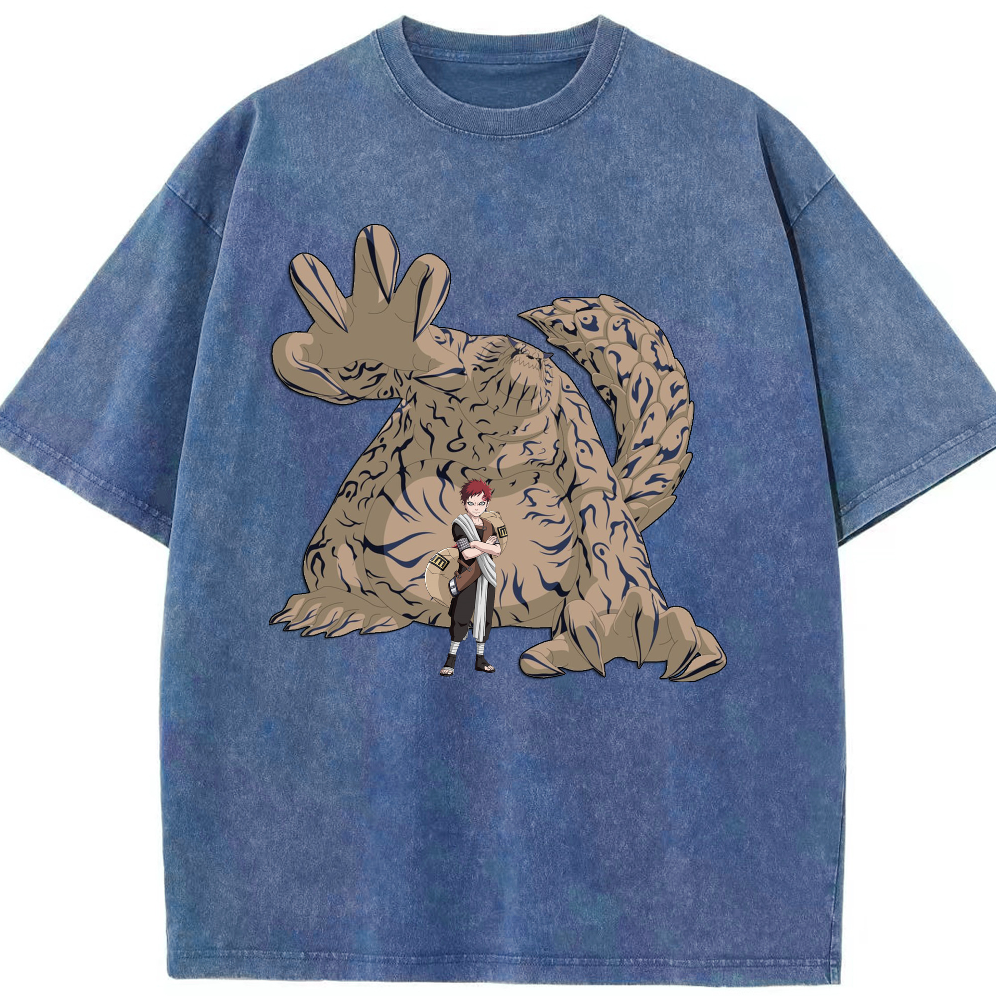 （画像用） NARUTO -ナルト- ガアラ Gaara 綿100% ヴィンテージ風 半袖Tシャツ（フロントプリント）