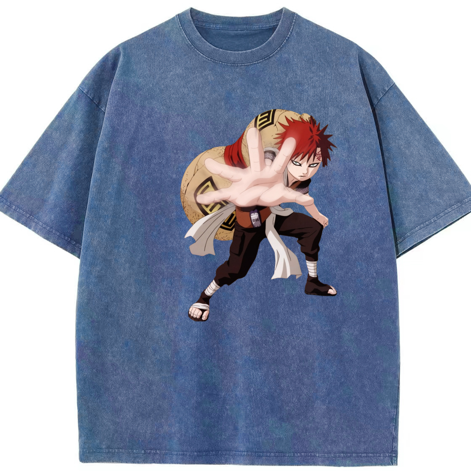 （画像用） NARUTO -ナルト- ガアラ Gaara 綿100% ヴィンテージ風 半袖Tシャツ（フロントプリント）