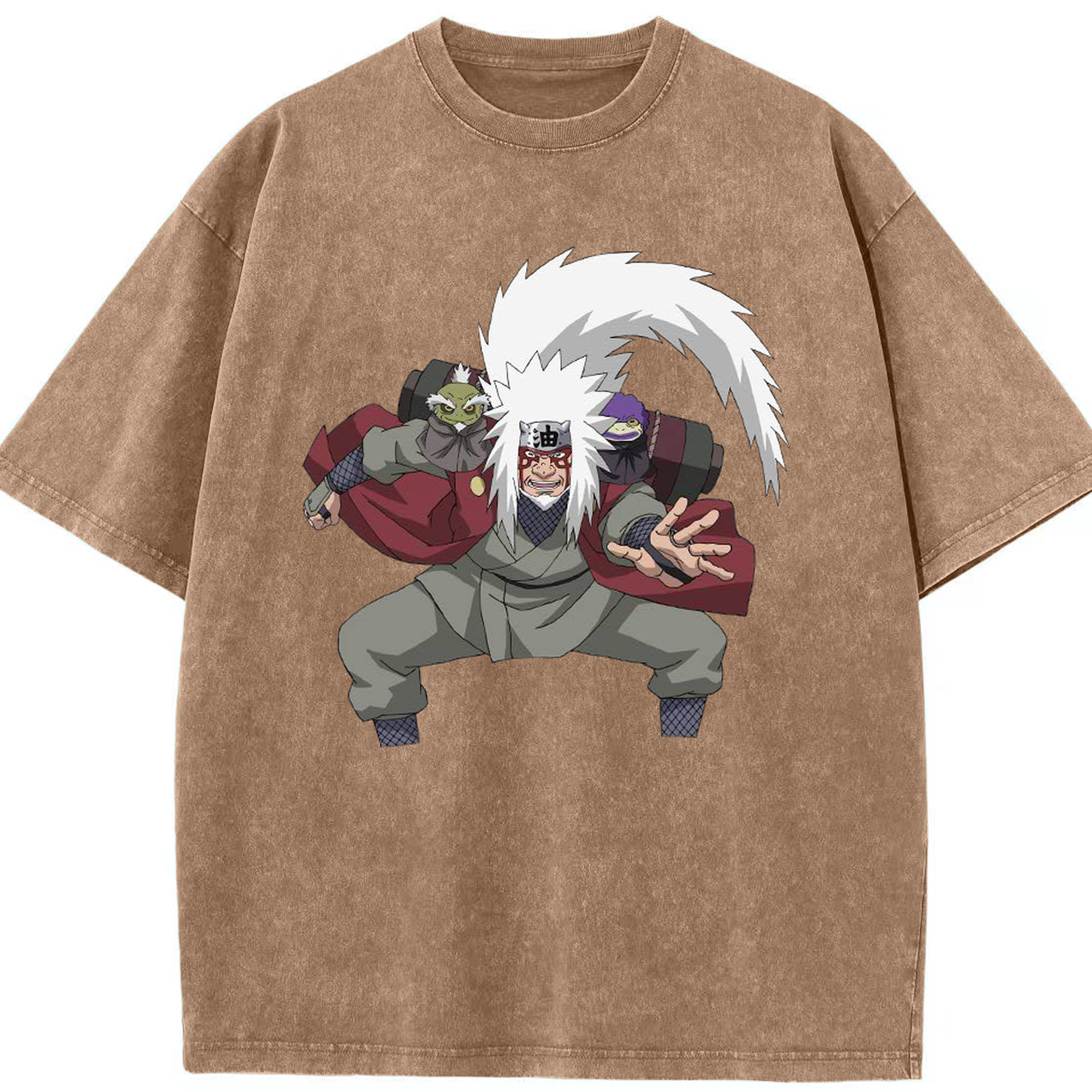 （画像用） NARUTO -ナルト- 自来也（じらいや） Jiraiya 綿100% ヴィンテージ風 半袖Tシャツ（フロントプリント）