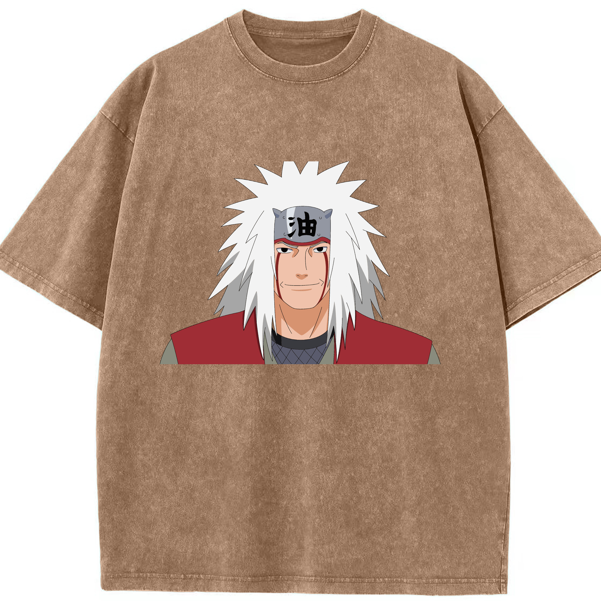 （画像用） NARUTO -ナルト- 自来也（じらいや） Jiraiya 綿100% ヴィンテージ風 半袖Tシャツ（フロントプリント）