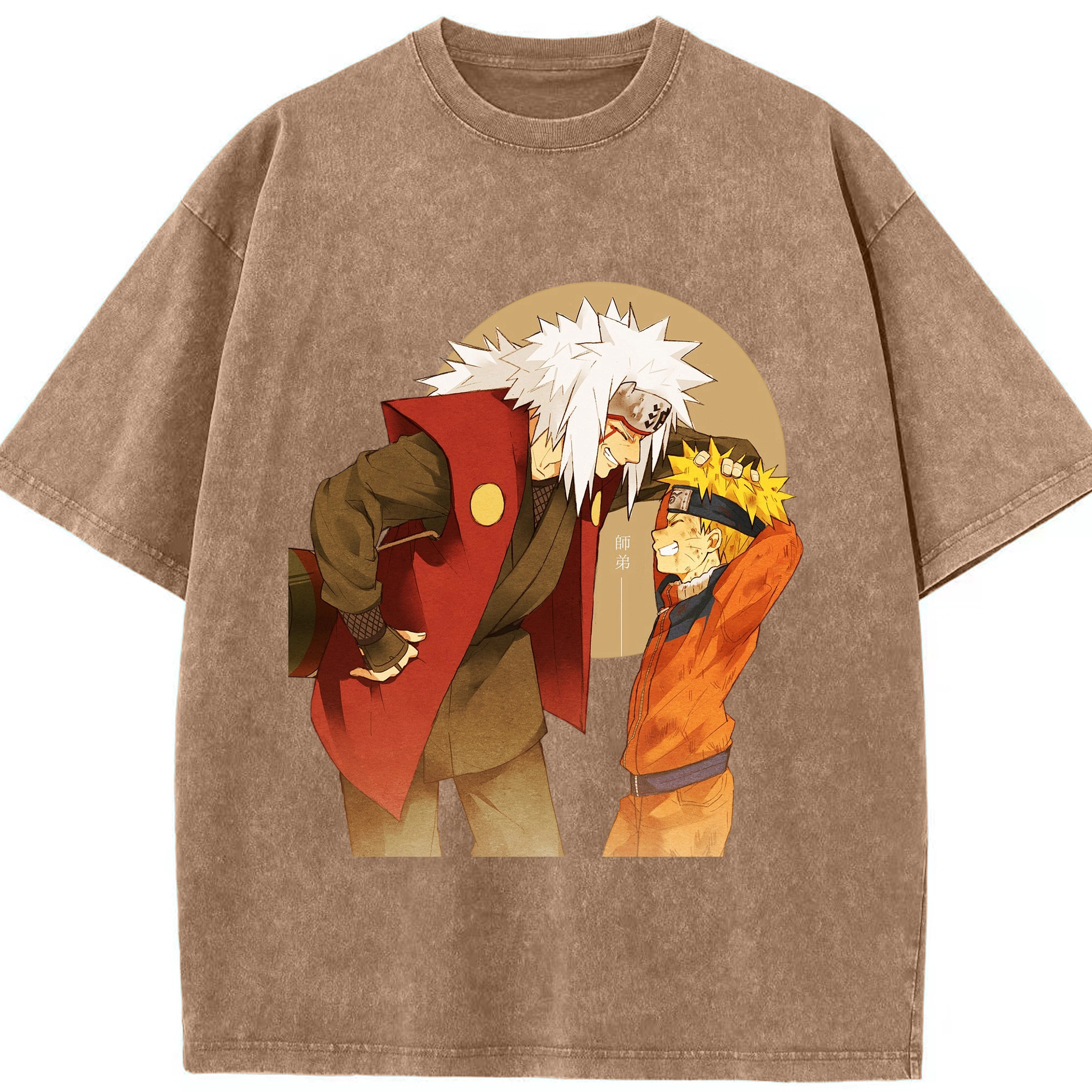 （画像用） NARUTO -ナルト- 自来也（じらいや） Jiraiya 綿100% ヴィンテージ風 半袖Tシャツ（フロントプリント）