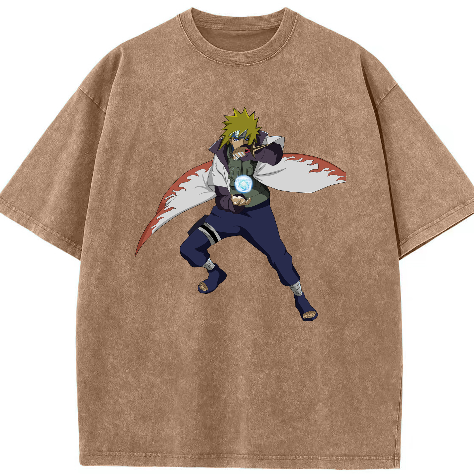 （画像用） NARUTO -ナルト- 波風 ミナト Namikaze Minato 綿100% ヴィンテージ風 半袖Tシャツ（フロントプリント）