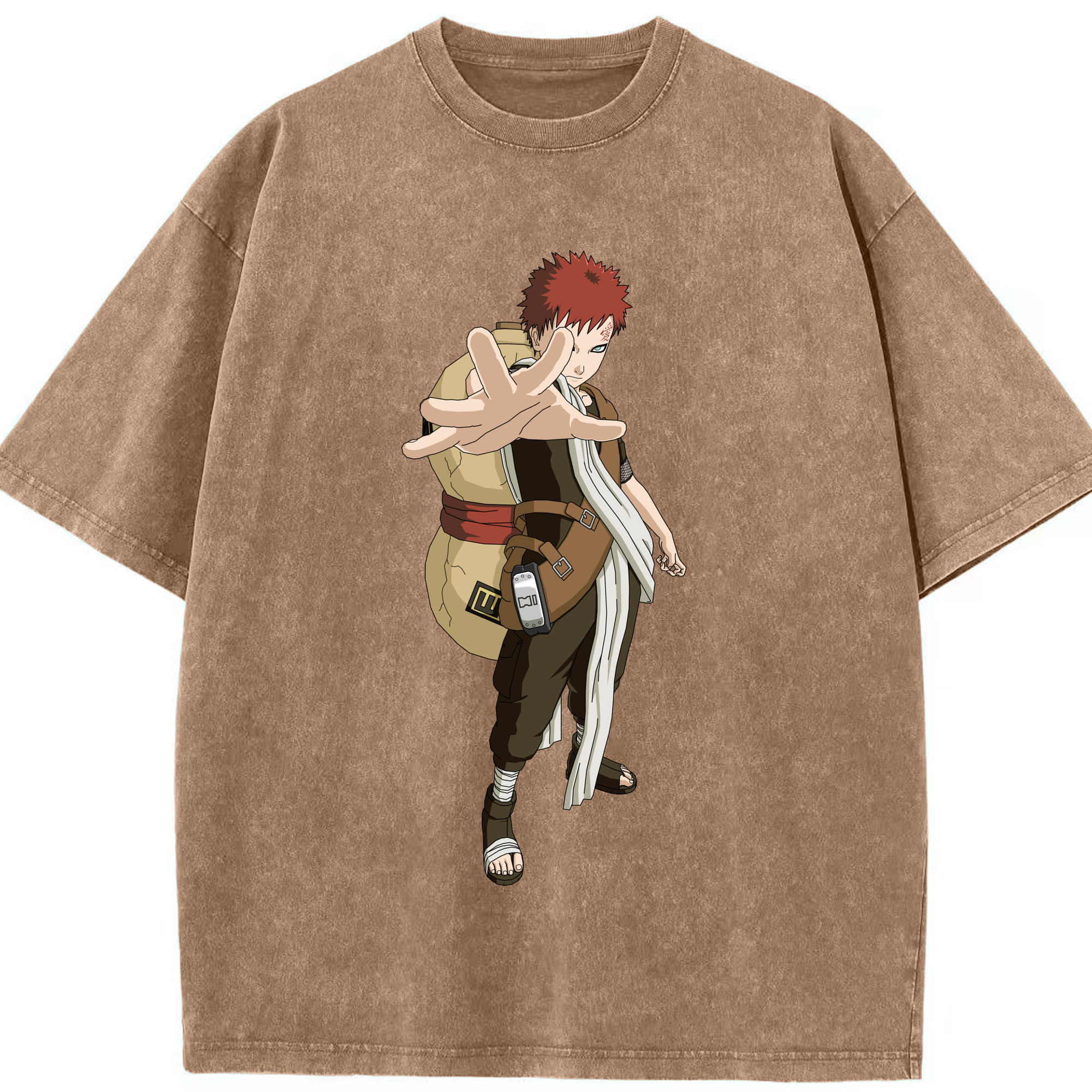 （画像用） NARUTO -ナルト- ガアラ Gaara 綿100% ヴィンテージ風 半袖Tシャツ（フロントプリント）