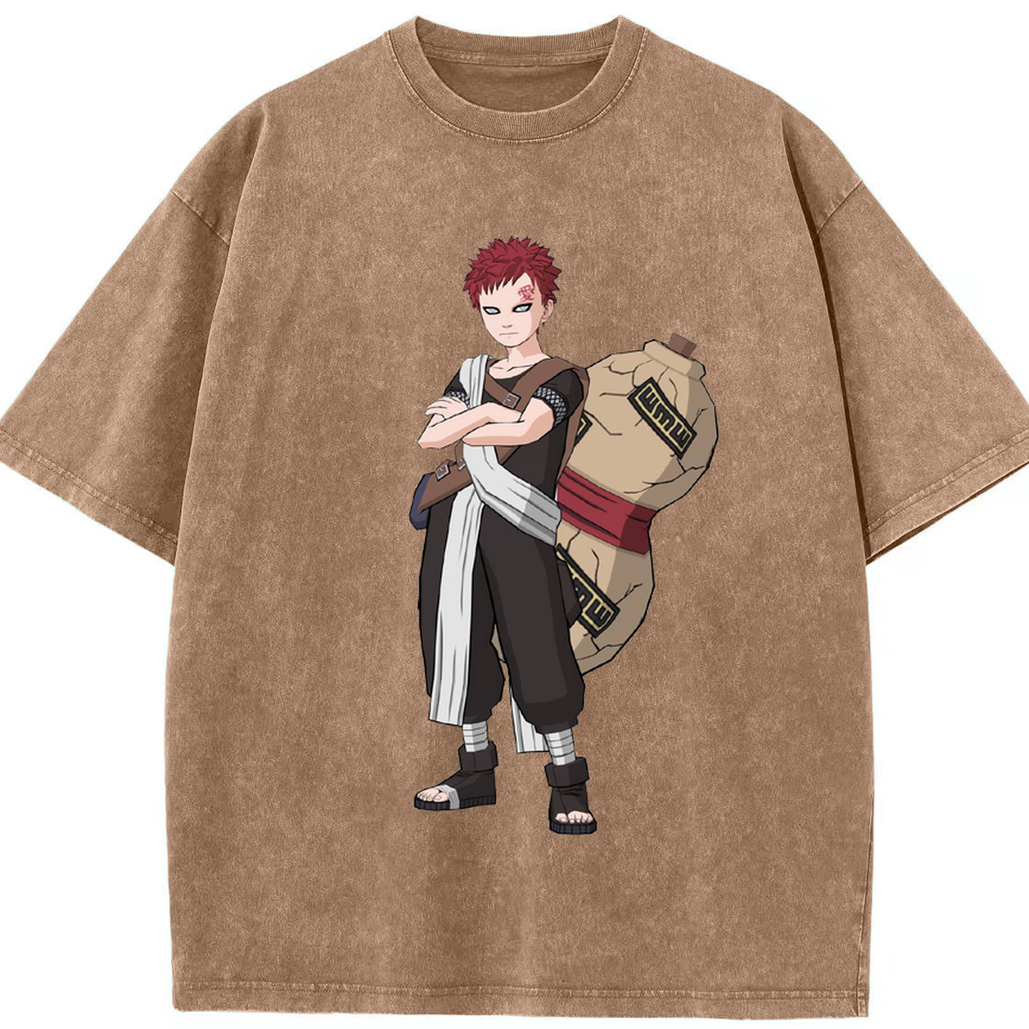 （画像用） NARUTO -ナルト- ガアラ Gaara 綿100% ヴィンテージ風 半袖Tシャツ（フロントプリント）