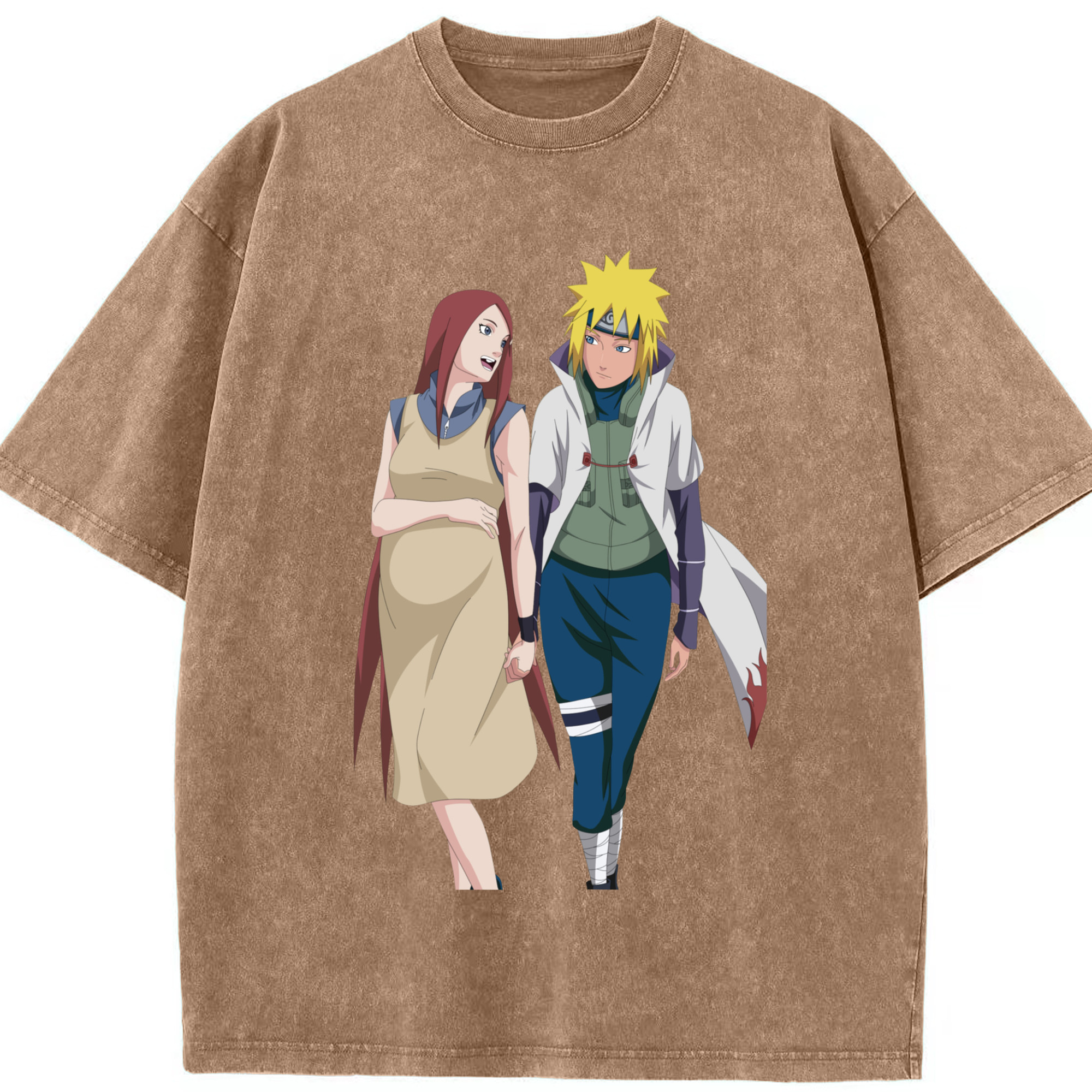 （画像用） NARUTO -ナルト- 波風 ミナト Namikaze Minato 綿100% ヴィンテージ風 半袖Tシャツ（フロントプリント）