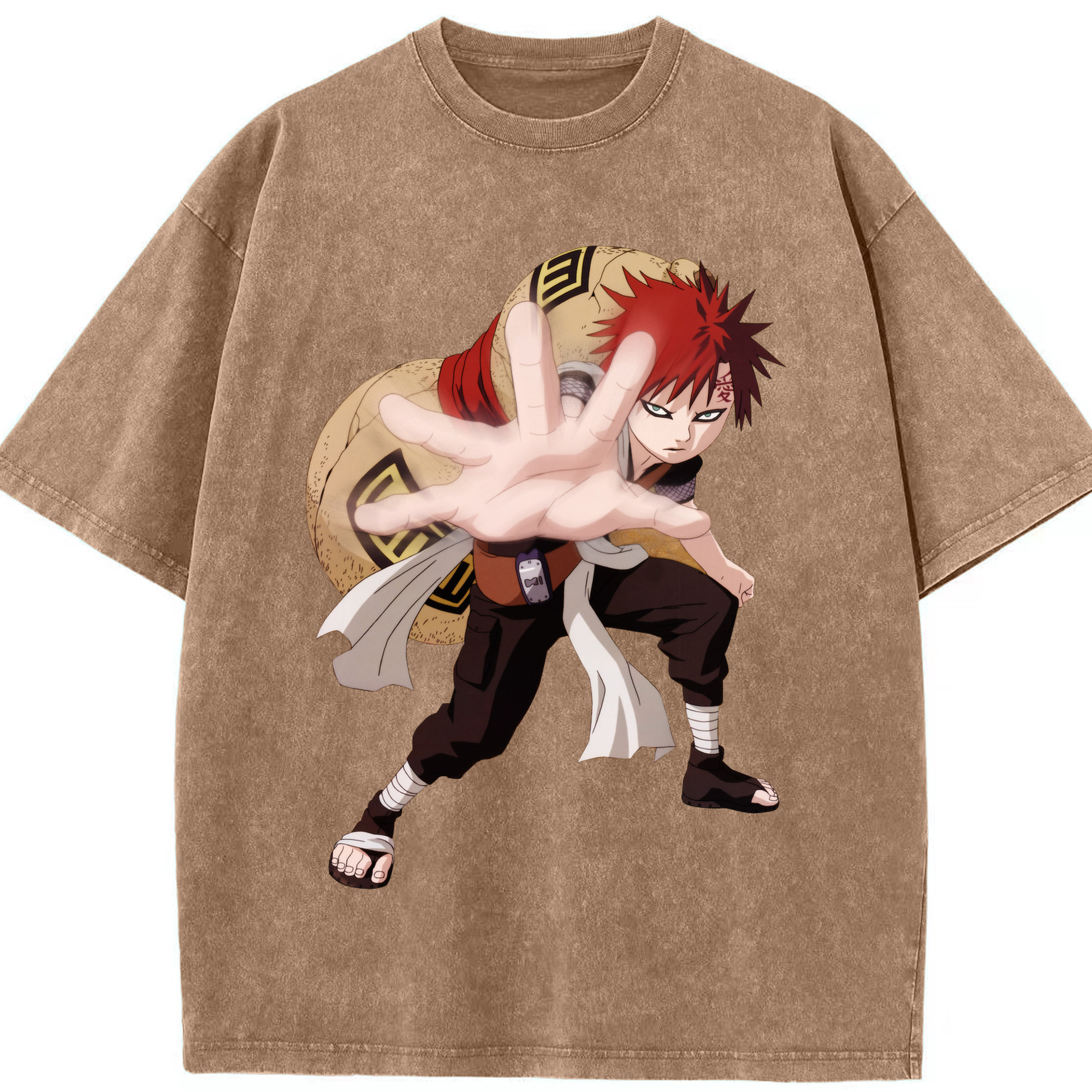 （画像用） NARUTO -ナルト- ガアラ Gaara 綿100% ヴィンテージ風 半袖Tシャツ（フロントプリント）