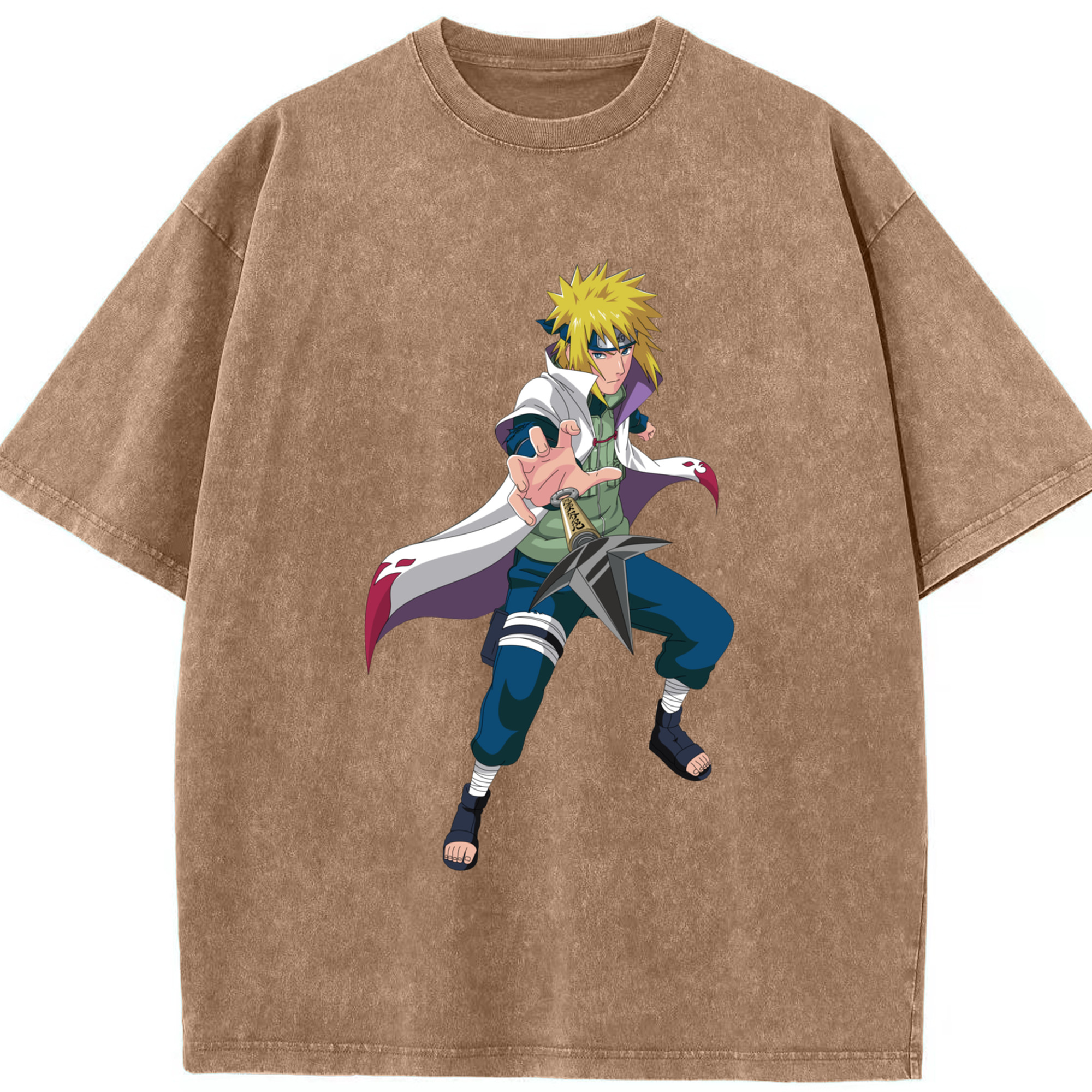 （画像用） NARUTO -ナルト- 波風 ミナト Namikaze Minato 綿100% ヴィンテージ風 半袖Tシャツ（フロントプリント）