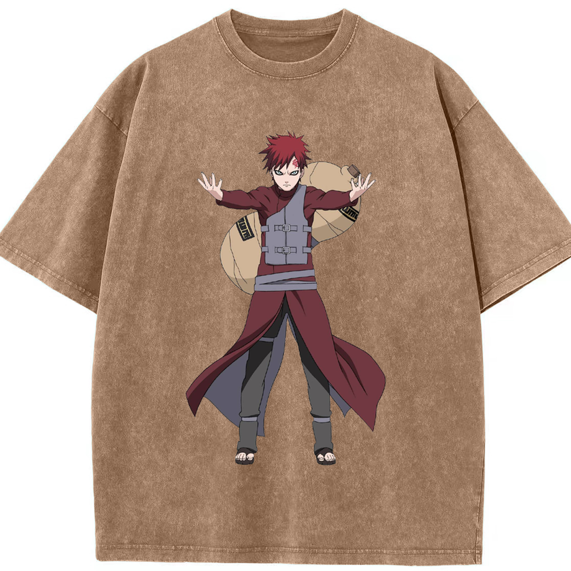 （画像用） NARUTO -ナルト- ガアラ Gaara 綿100% ヴィンテージ風 半袖Tシャツ（フロントプリント）