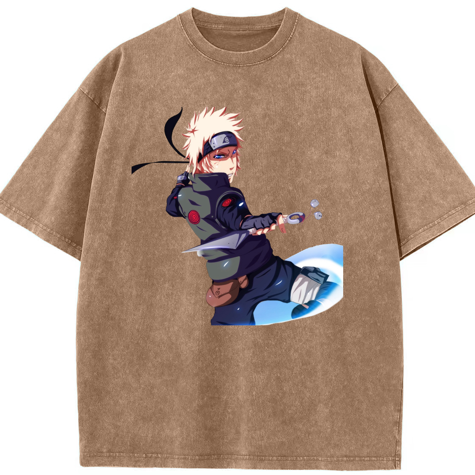 （画像用） NARUTO -ナルト- 波風 ミナト Namikaze Minato 綿100% ヴィンテージ風 半袖Tシャツ（フロントプリント）