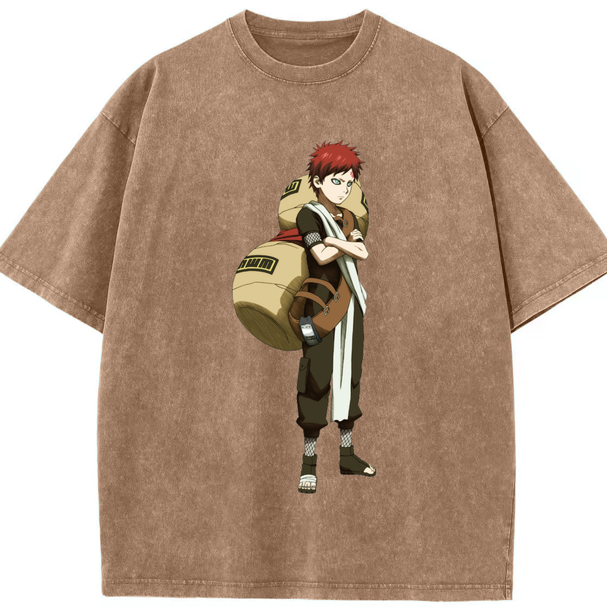 （画像用） NARUTO -ナルト- ガアラ Gaara 綿100% ヴィンテージ風 半袖Tシャツ（フロントプリント）