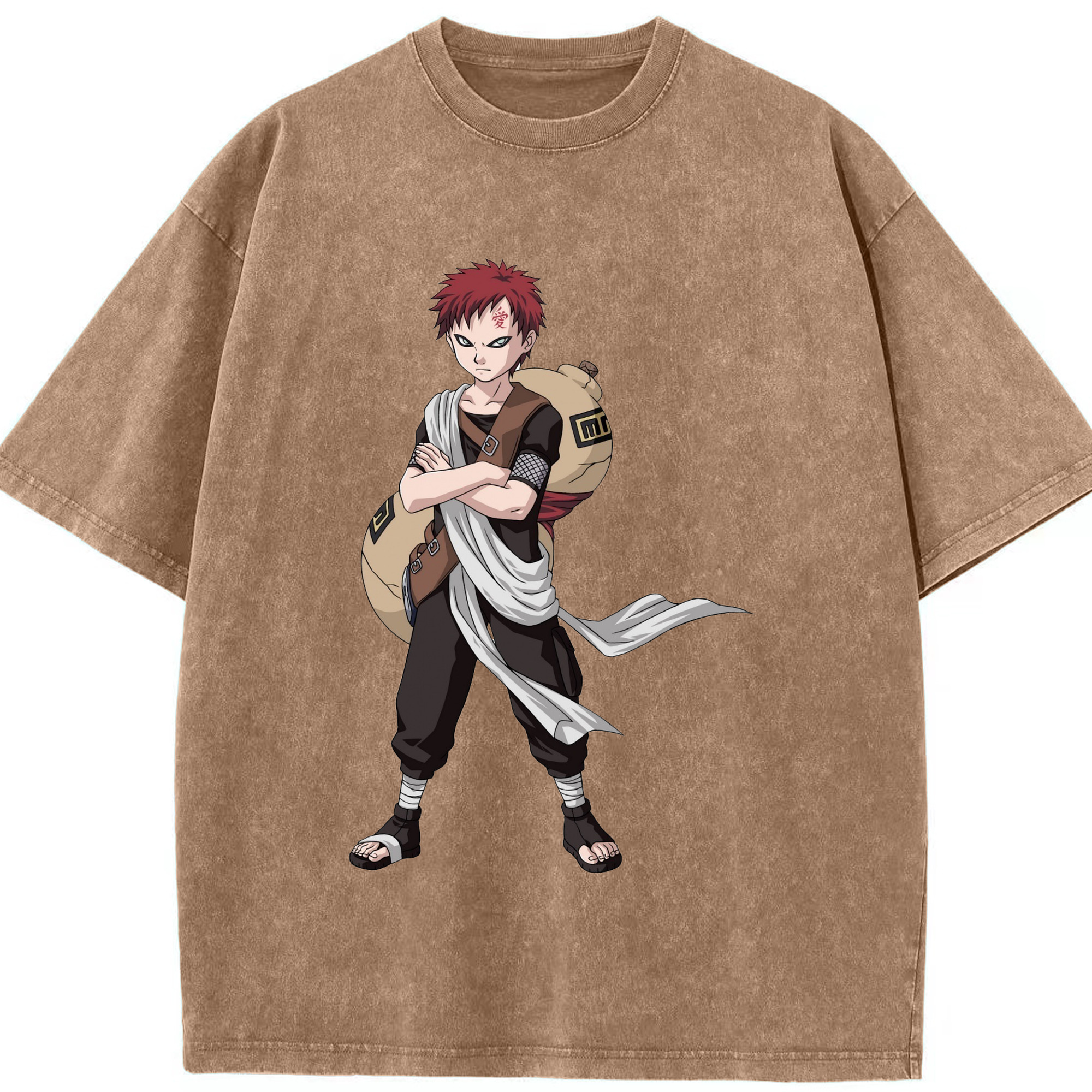 （画像用） NARUTO -ナルト- ガアラ Gaara 綿100% ヴィンテージ風 半袖Tシャツ（フロントプリント）