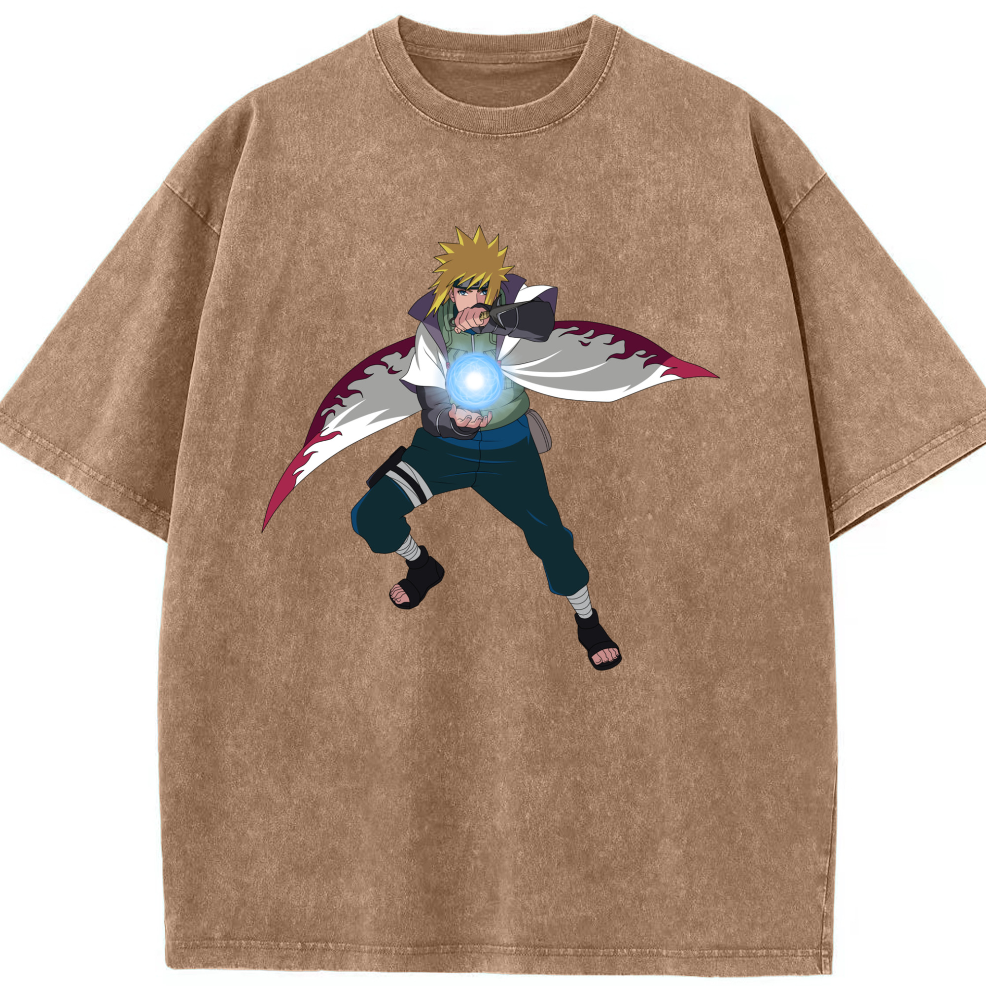 （画像用） NARUTO -ナルト- 波風 ミナト Namikaze Minato 綿100% ヴィンテージ風 半袖Tシャツ（フロントプリント）