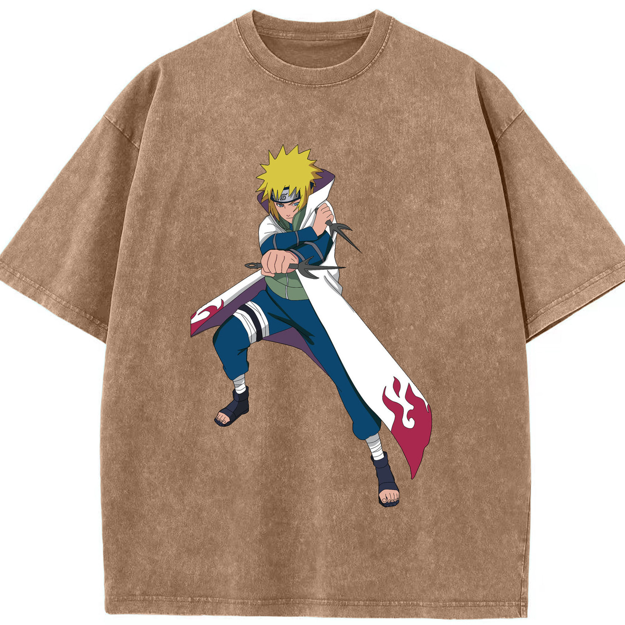 （画像用） NARUTO -ナルト- 波風 ミナト Namikaze Minato 綿100% ヴィンテージ風 半袖Tシャツ（フロントプリント）
