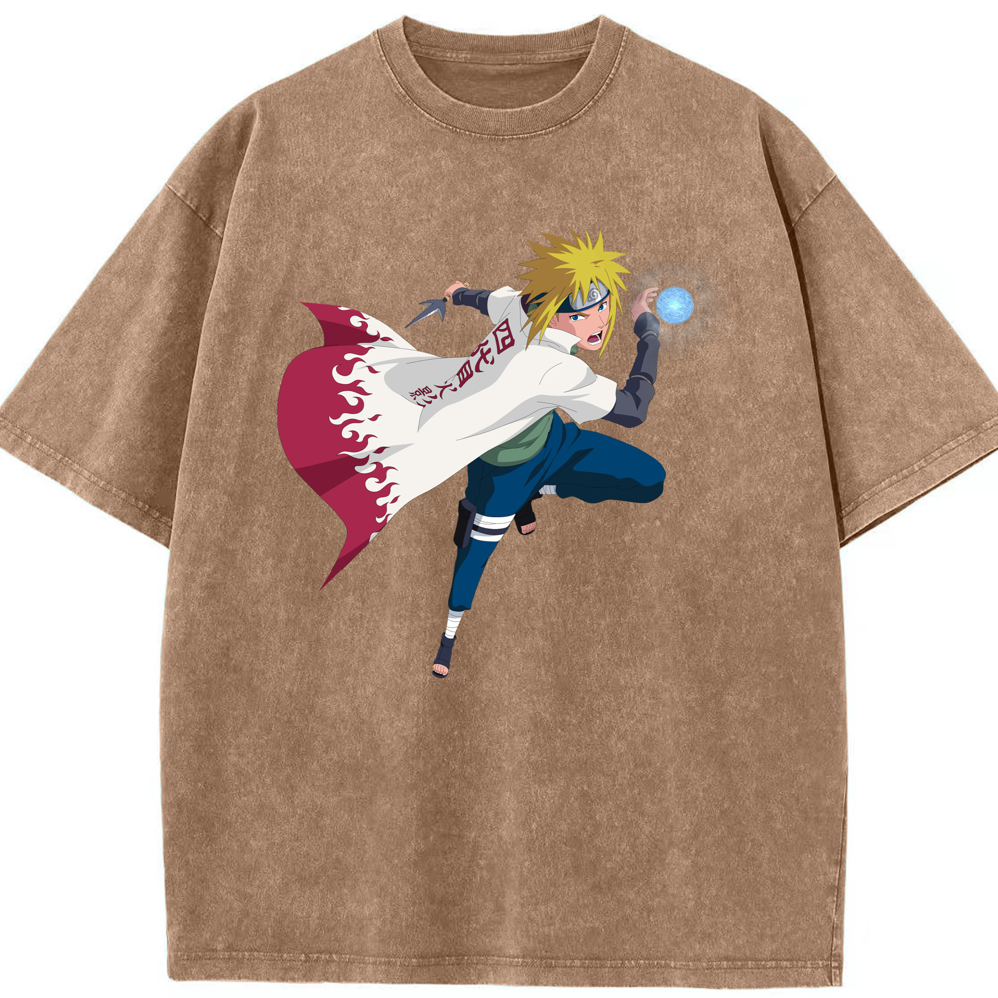 （画像用） NARUTO -ナルト- 波風 ミナト Namikaze Minato 綿100% ヴィンテージ風 半袖Tシャツ（フロントプリント）