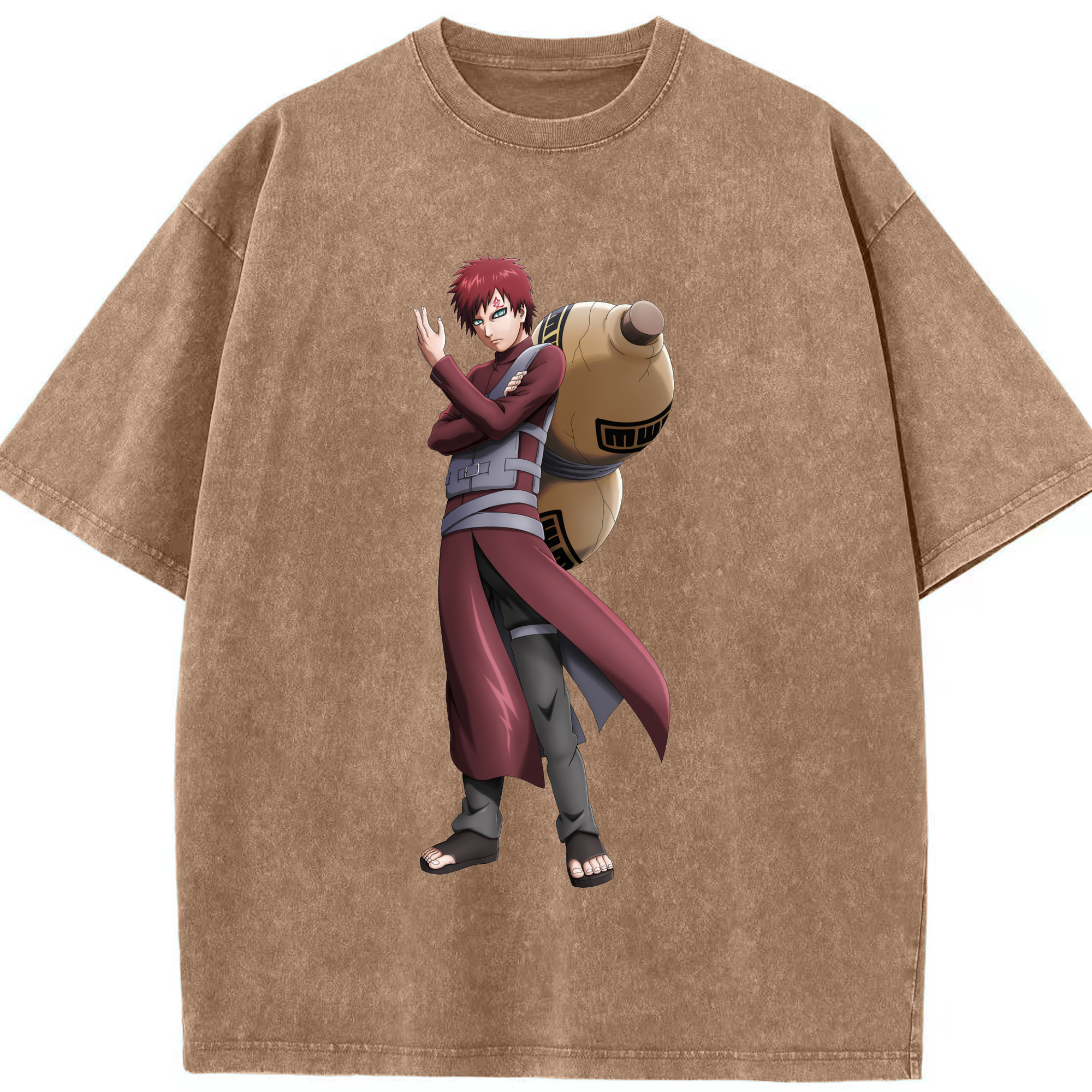 （画像用） NARUTO -ナルト- ガアラ Gaara 綿100% ヴィンテージ風 半袖Tシャツ（フロントプリント）