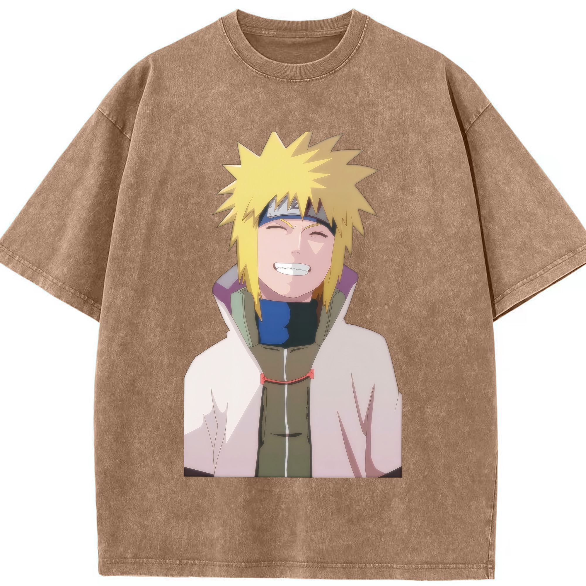 （画像用） NARUTO -ナルト- 波風 ミナト Namikaze Minato 綿100% ヴィンテージ風 半袖Tシャツ（フロントプリント）