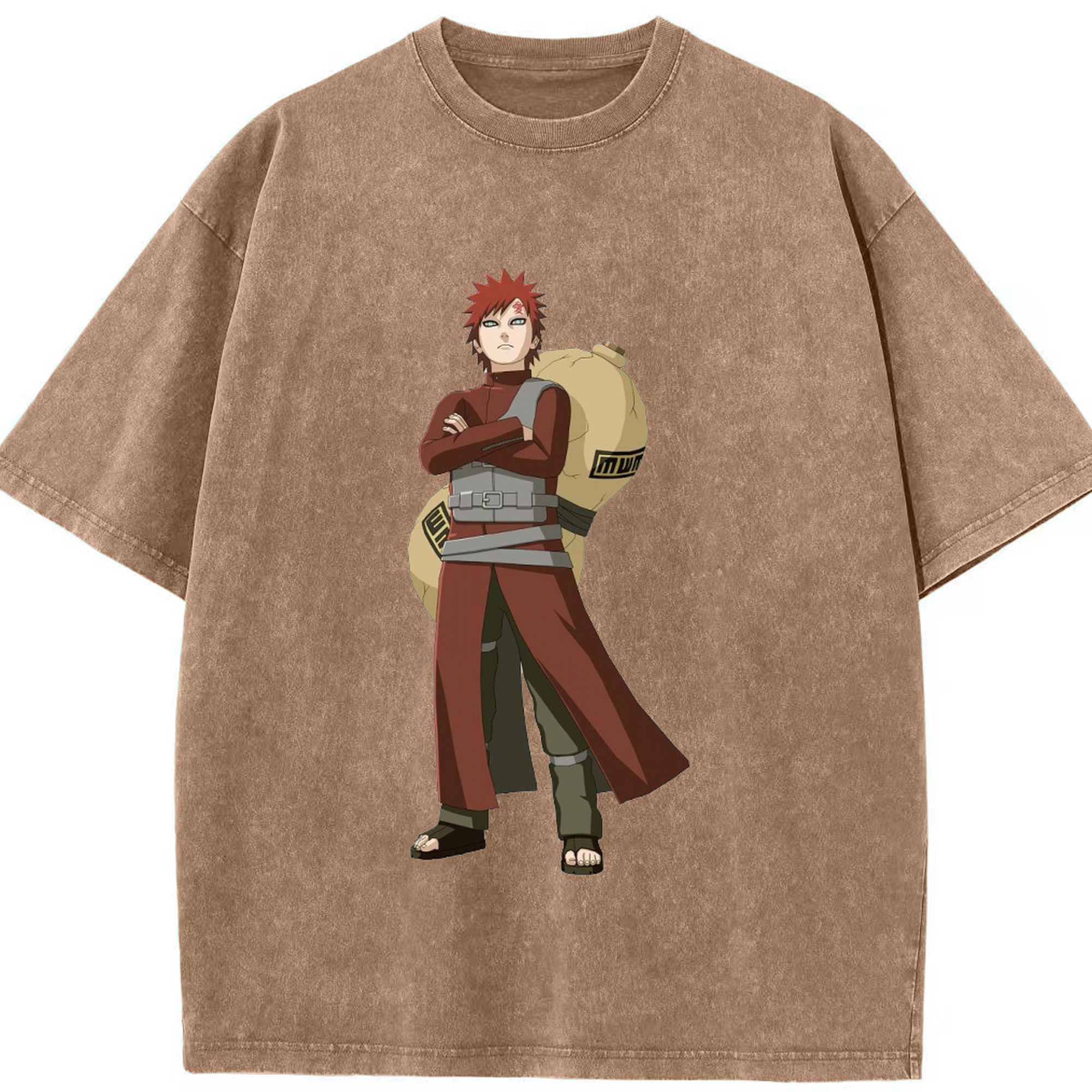 （画像用） NARUTO -ナルト- ガアラ Gaara 綿100% ヴィンテージ風 半袖Tシャツ（フロントプリント）