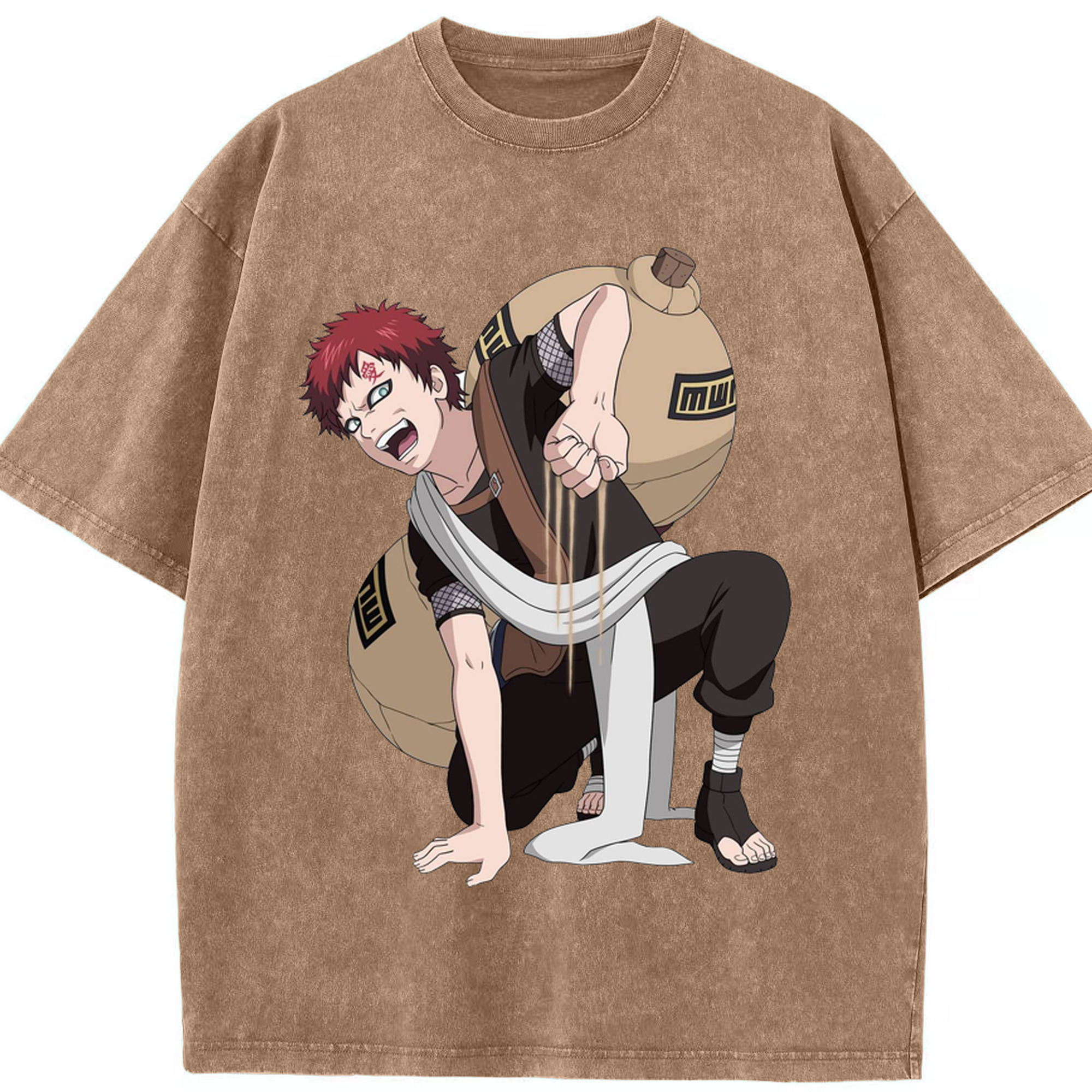（画像用） NARUTO -ナルト- ガアラ Gaara 綿100% ヴィンテージ風 半袖Tシャツ（フロントプリント）