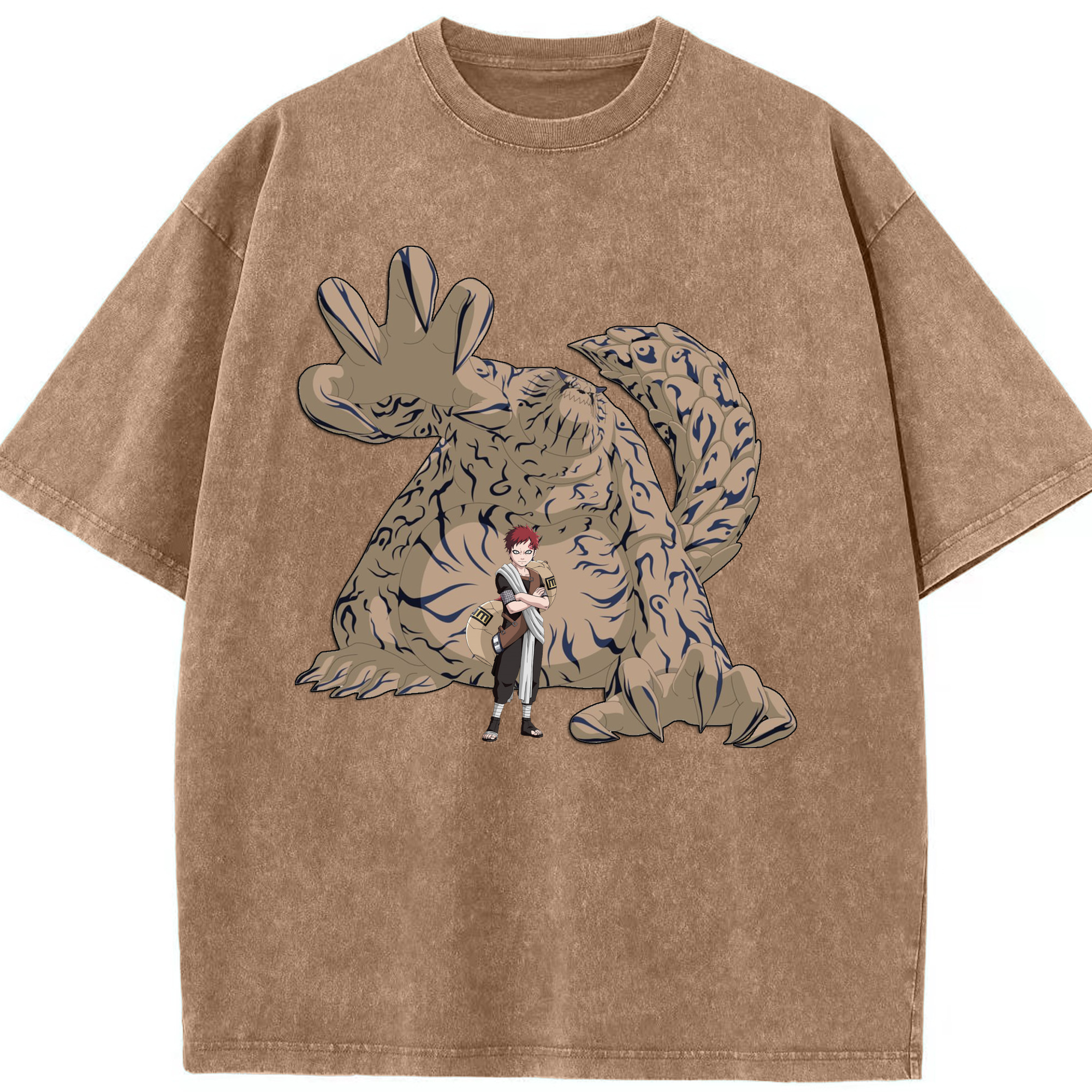 （画像用） NARUTO -ナルト- ガアラ Gaara 綿100% ヴィンテージ風 半袖Tシャツ（フロントプリント）