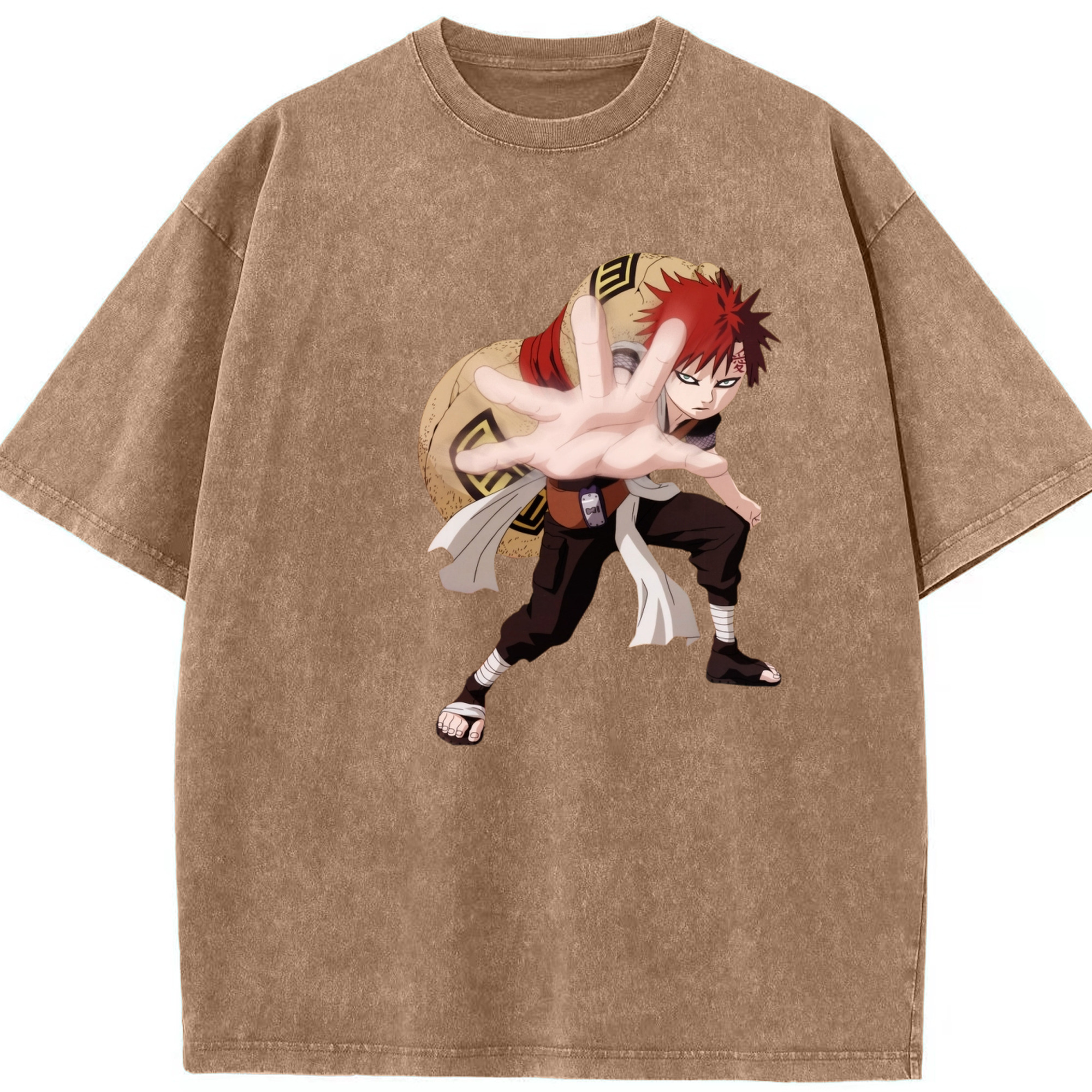 （画像用） NARUTO -ナルト- ガアラ Gaara 綿100% ヴィンテージ風 半袖Tシャツ（フロントプリント）