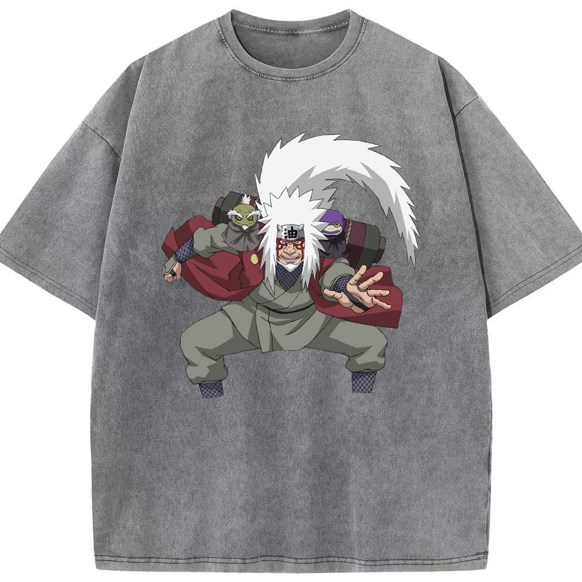 （画像用） NARUTO -ナルト- 自来也（じらいや） Jiraiya 綿100% ヴィンテージ風 半袖Tシャツ（フロントプリント）