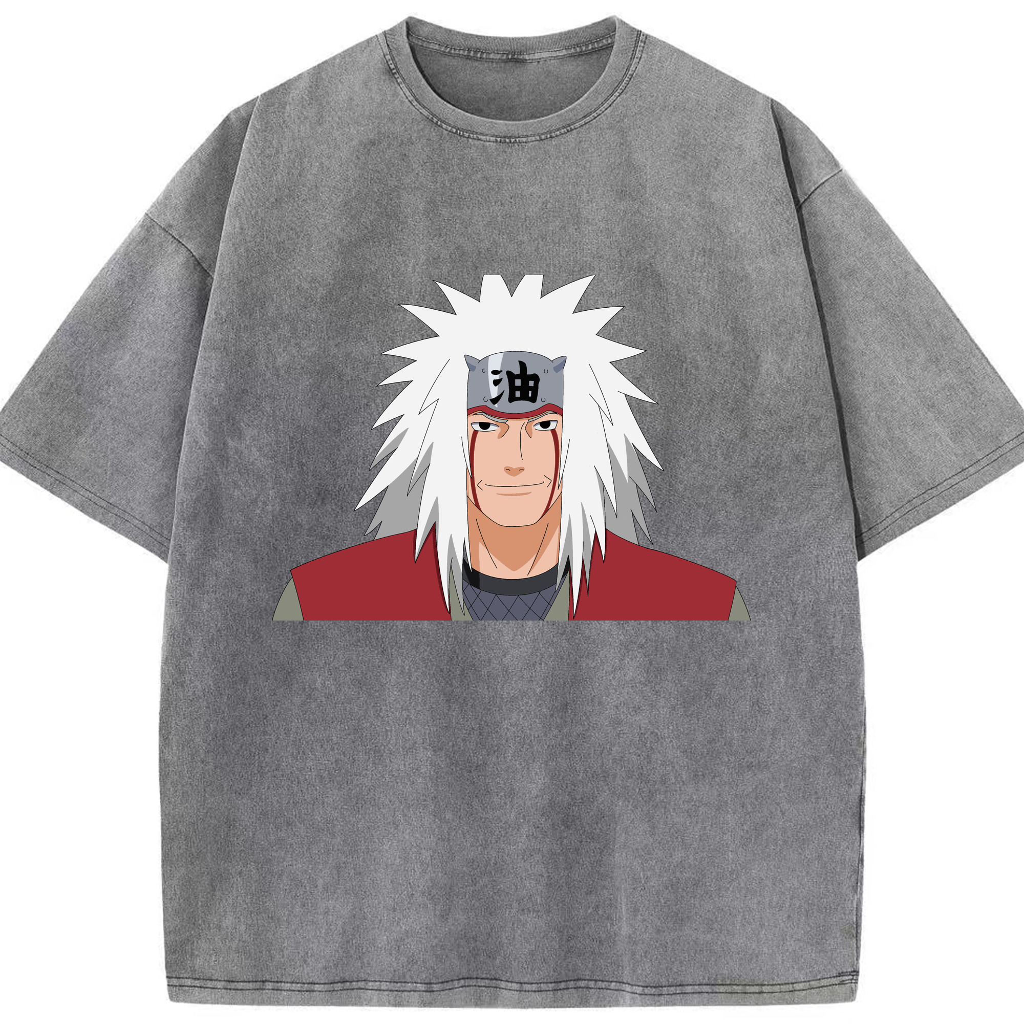 （画像用） NARUTO -ナルト- 自来也（じらいや） Jiraiya 綿100% ヴィンテージ風 半袖Tシャツ（フロントプリント）