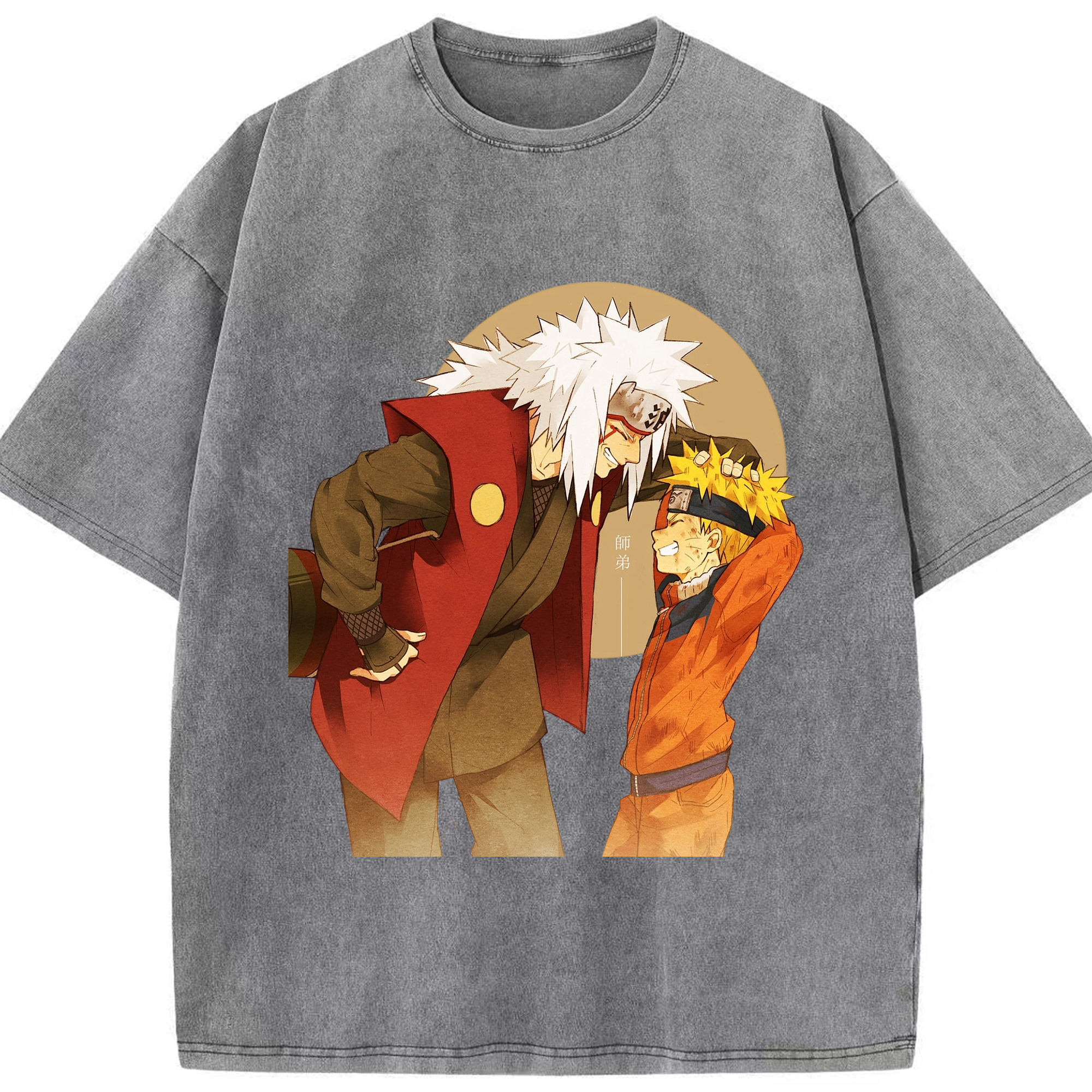 （画像用） NARUTO -ナルト- 自来也（じらいや） Jiraiya 綿100% ヴィンテージ風 半袖Tシャツ（フロントプリント）