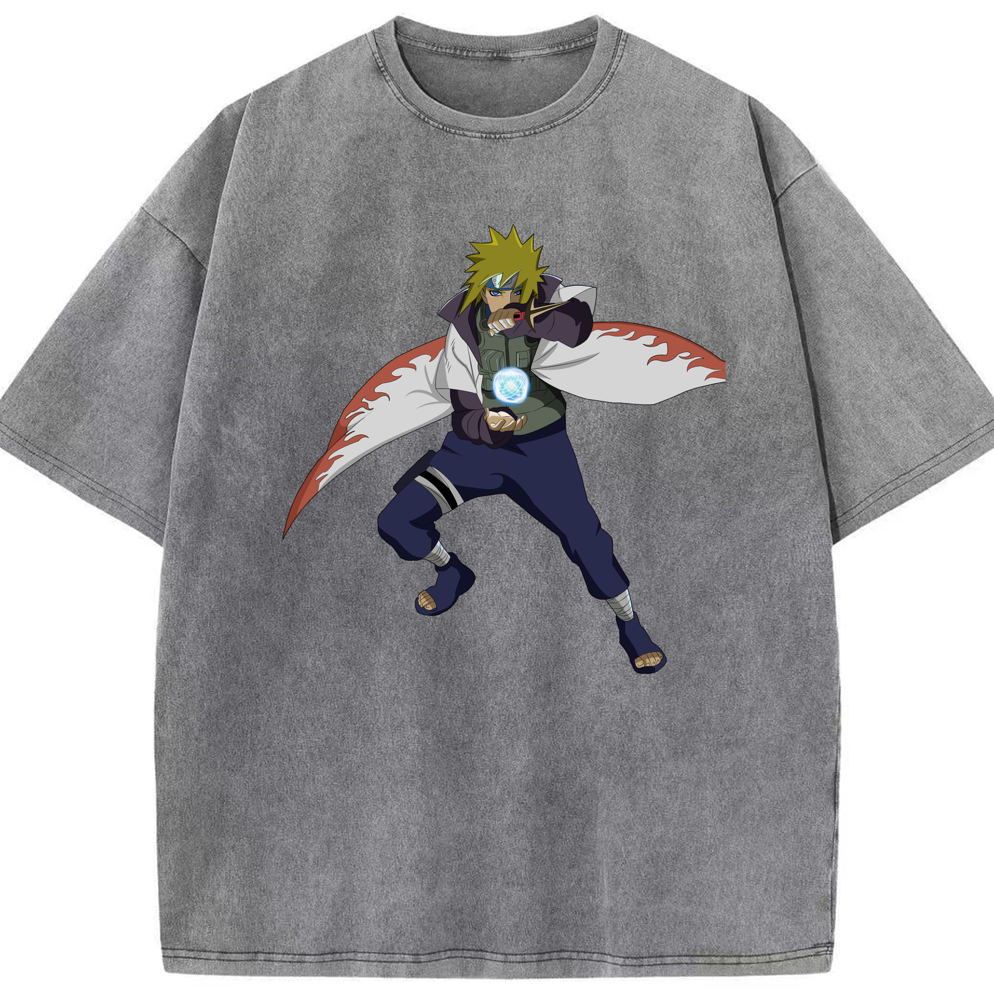 （画像用） NARUTO -ナルト- 波風 ミナト Namikaze Minato 綿100% ヴィンテージ風 半袖Tシャツ（フロントプリント）