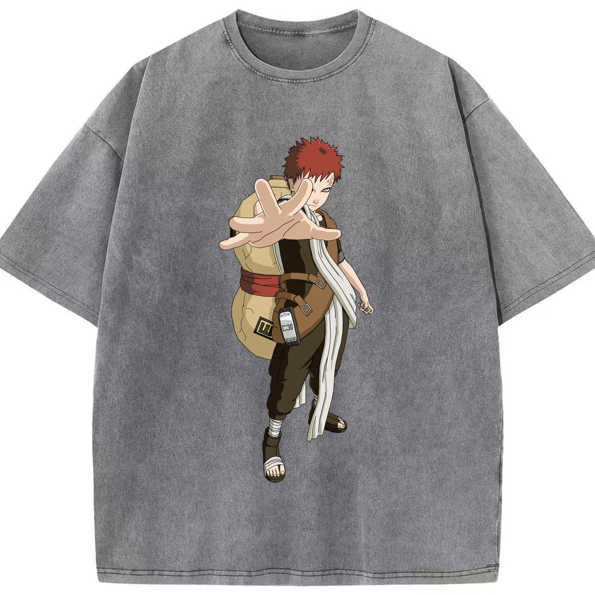 （画像用） NARUTO -ナルト- ガアラ Gaara 綿100% ヴィンテージ風 半袖Tシャツ（フロントプリント）