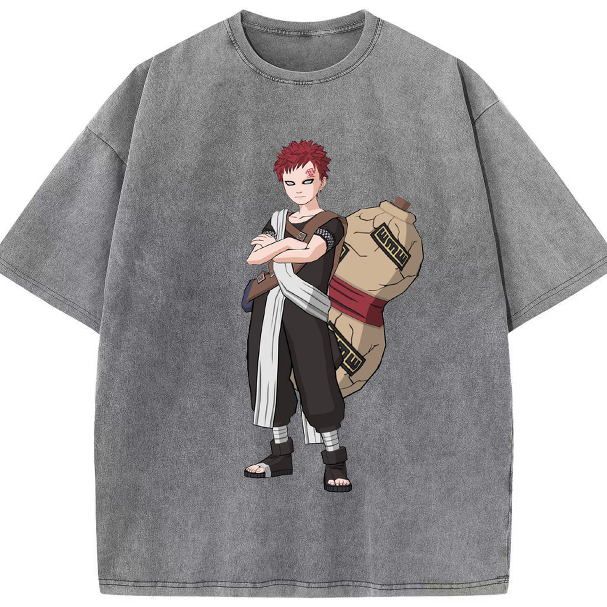 （画像用） NARUTO -ナルト- ガアラ Gaara 綿100% ヴィンテージ風 半袖Tシャツ（フロントプリント）