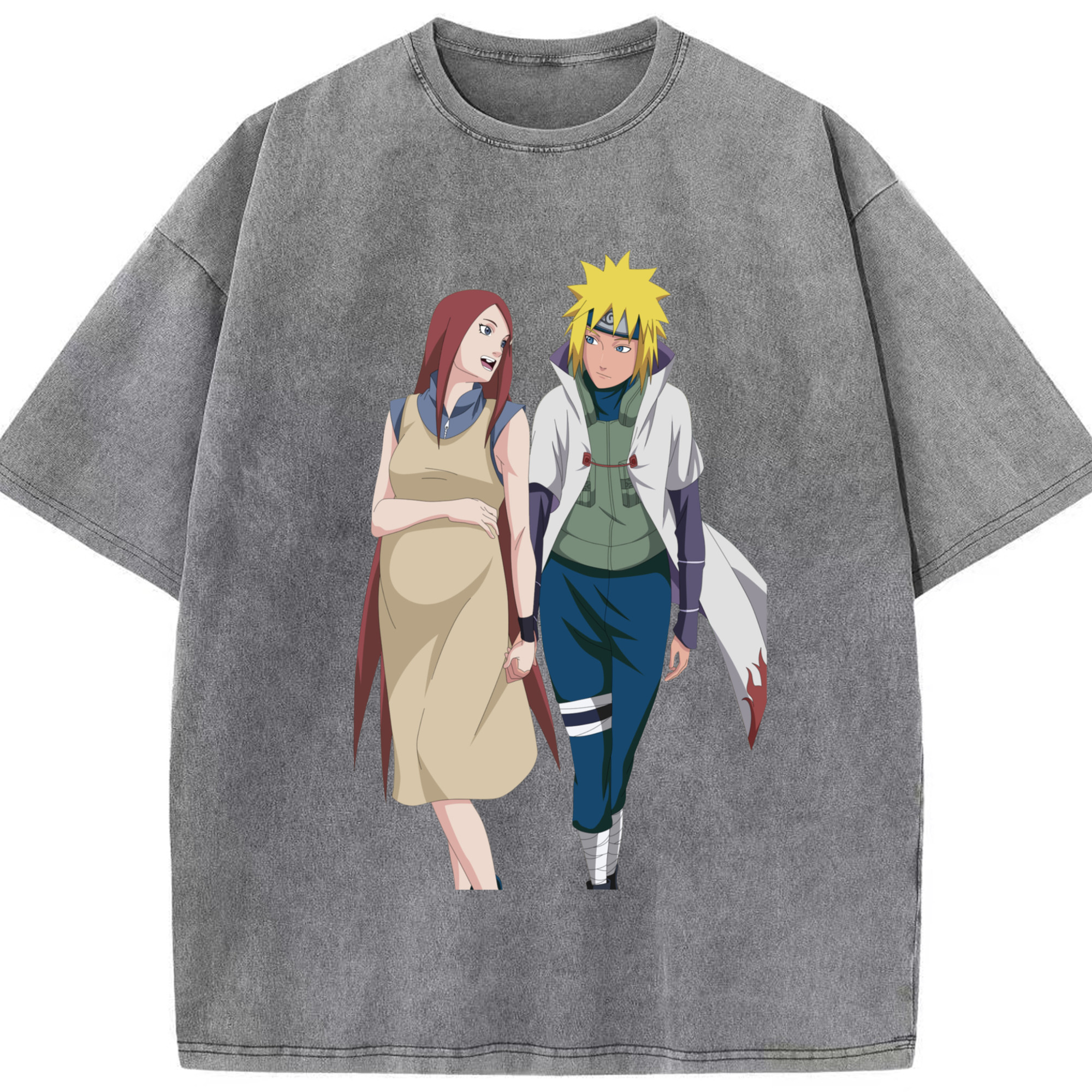 （画像用） NARUTO -ナルト- 波風 ミナト Namikaze Minato 綿100% ヴィンテージ風 半袖Tシャツ（フロントプリント）