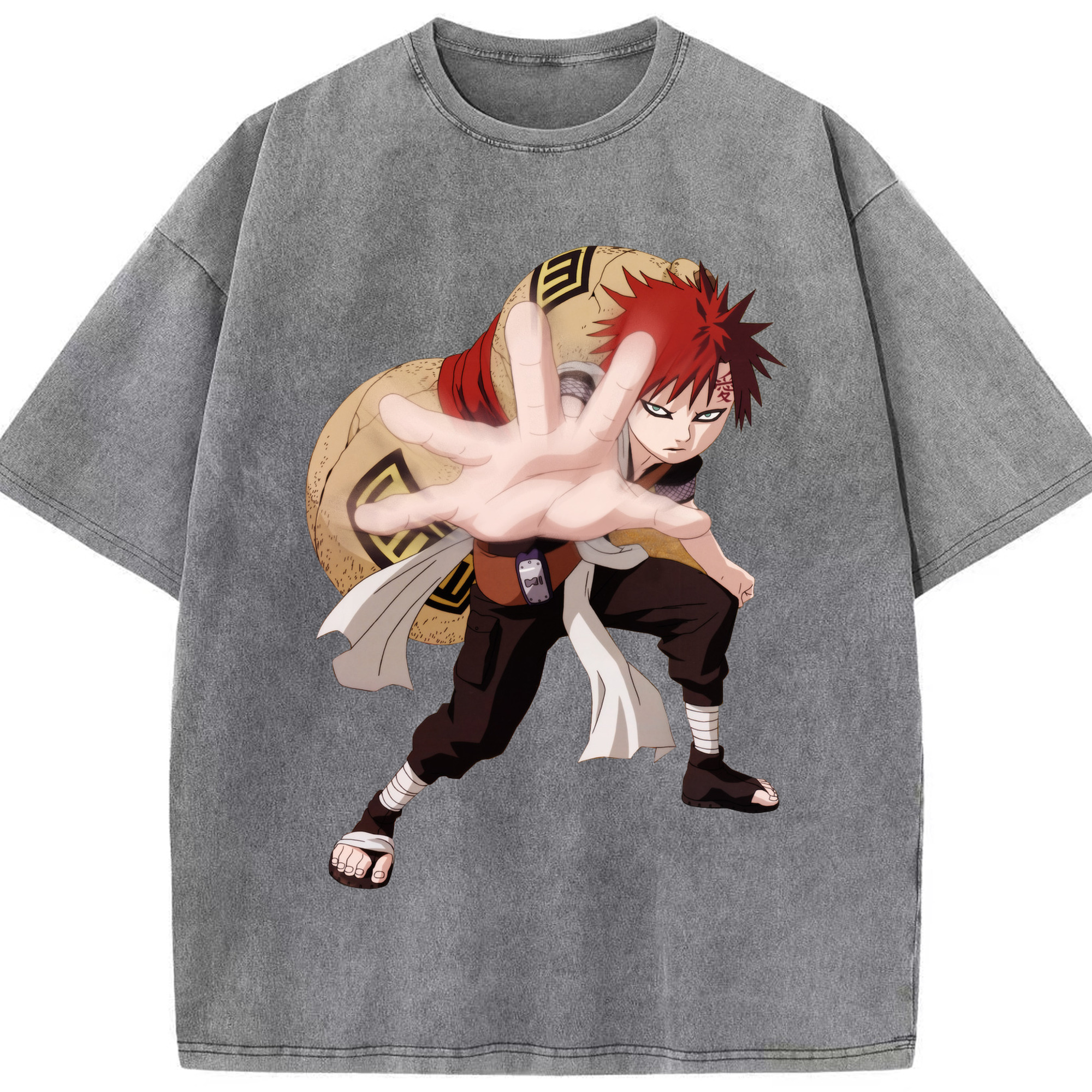 （画像用） NARUTO -ナルト- ガアラ Gaara 綿100% ヴィンテージ風 半袖Tシャツ（フロントプリント）