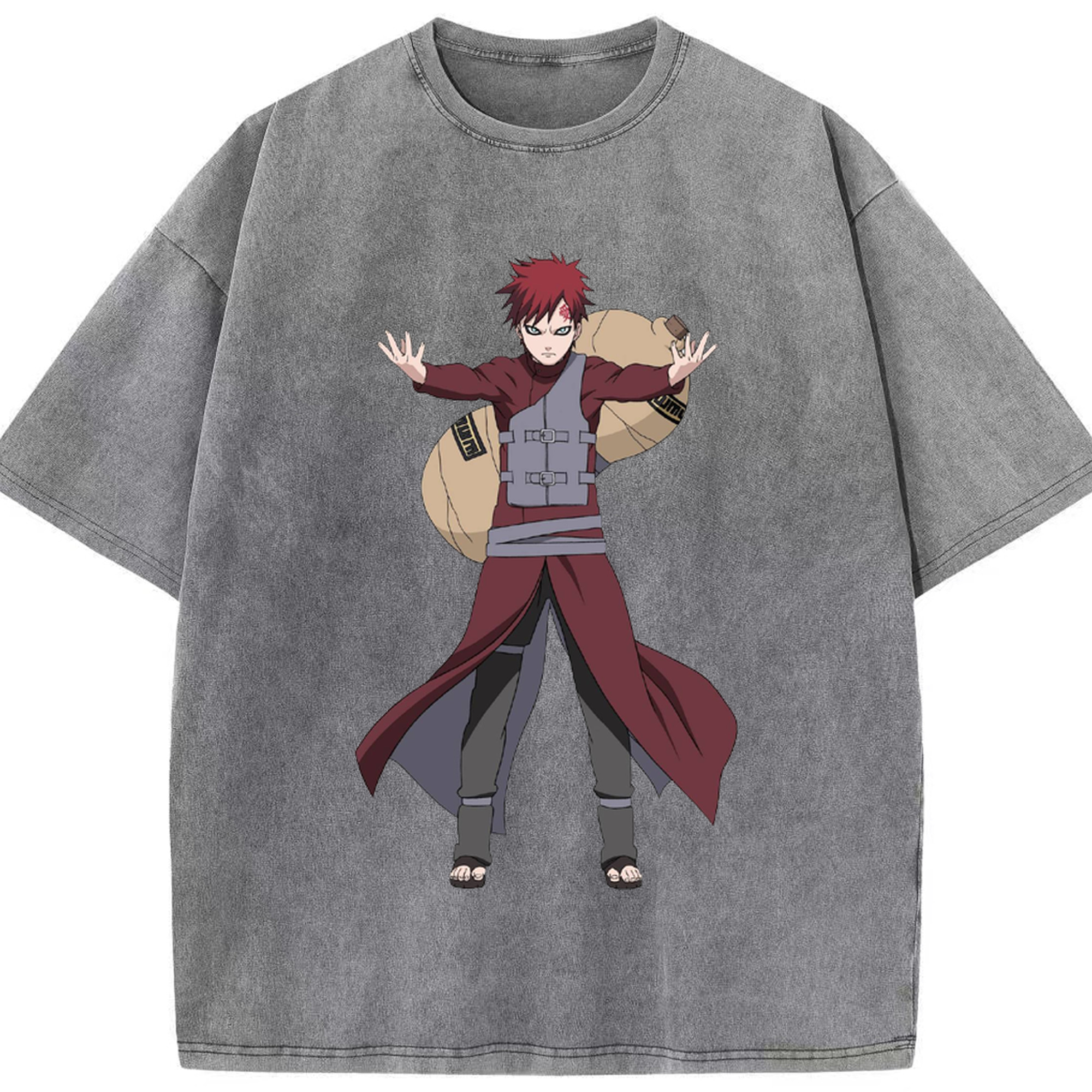 （画像用） NARUTO -ナルト- ガアラ Gaara 綿100% ヴィンテージ風 半袖Tシャツ（フロントプリント）