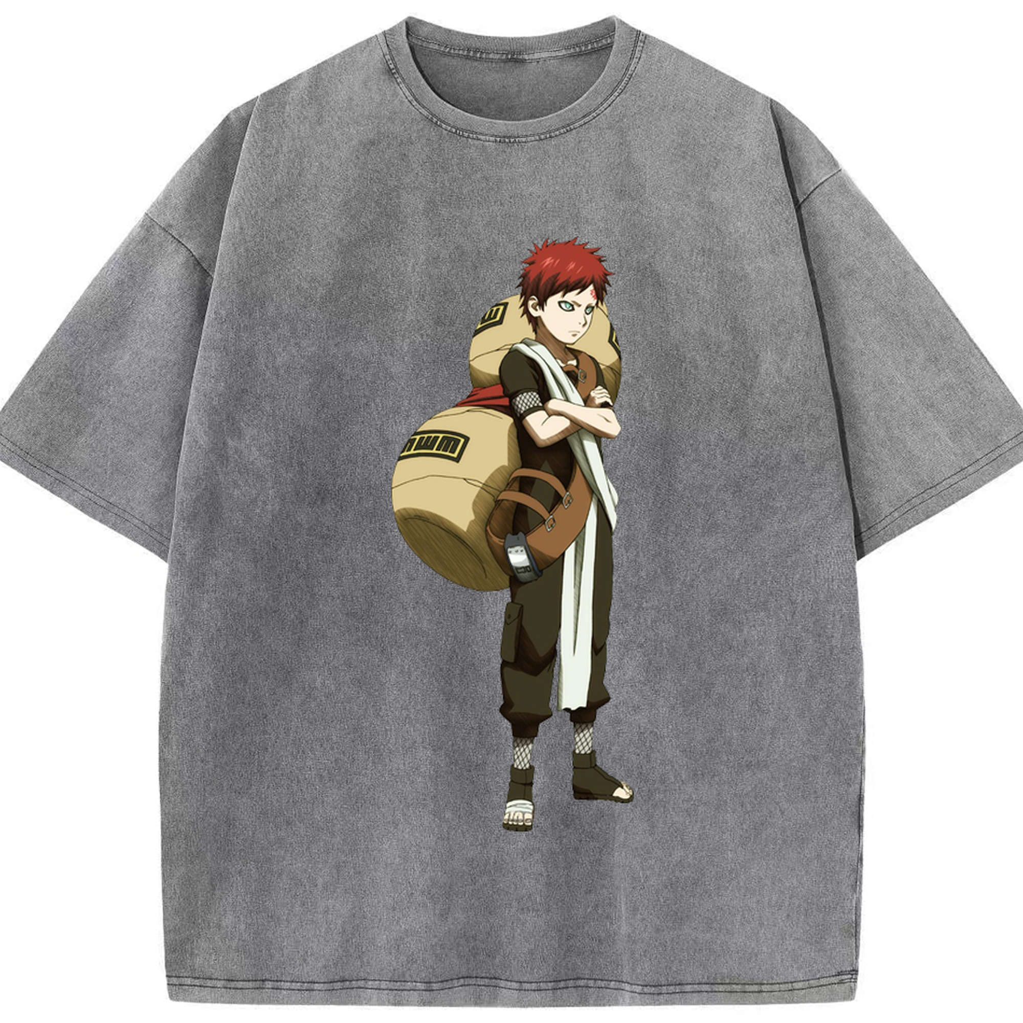 （画像用） NARUTO -ナルト- ガアラ Gaara 綿100% ヴィンテージ風 半袖Tシャツ（フロントプリント）