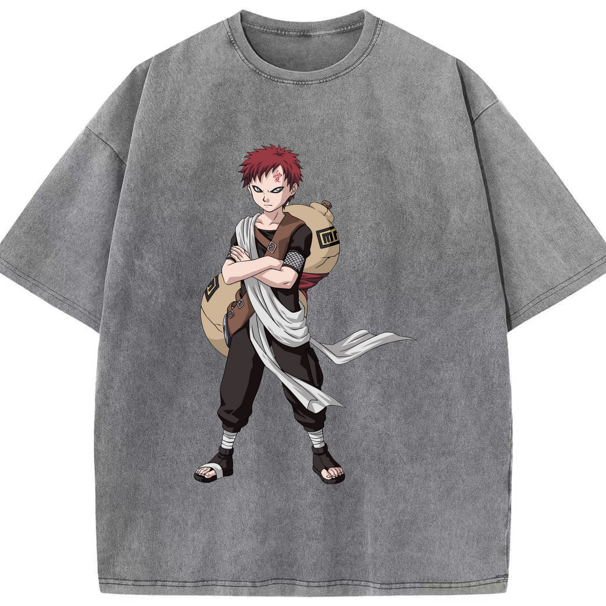 （画像用） NARUTO -ナルト- ガアラ Gaara 綿100% ヴィンテージ風 半袖Tシャツ（フロントプリント）