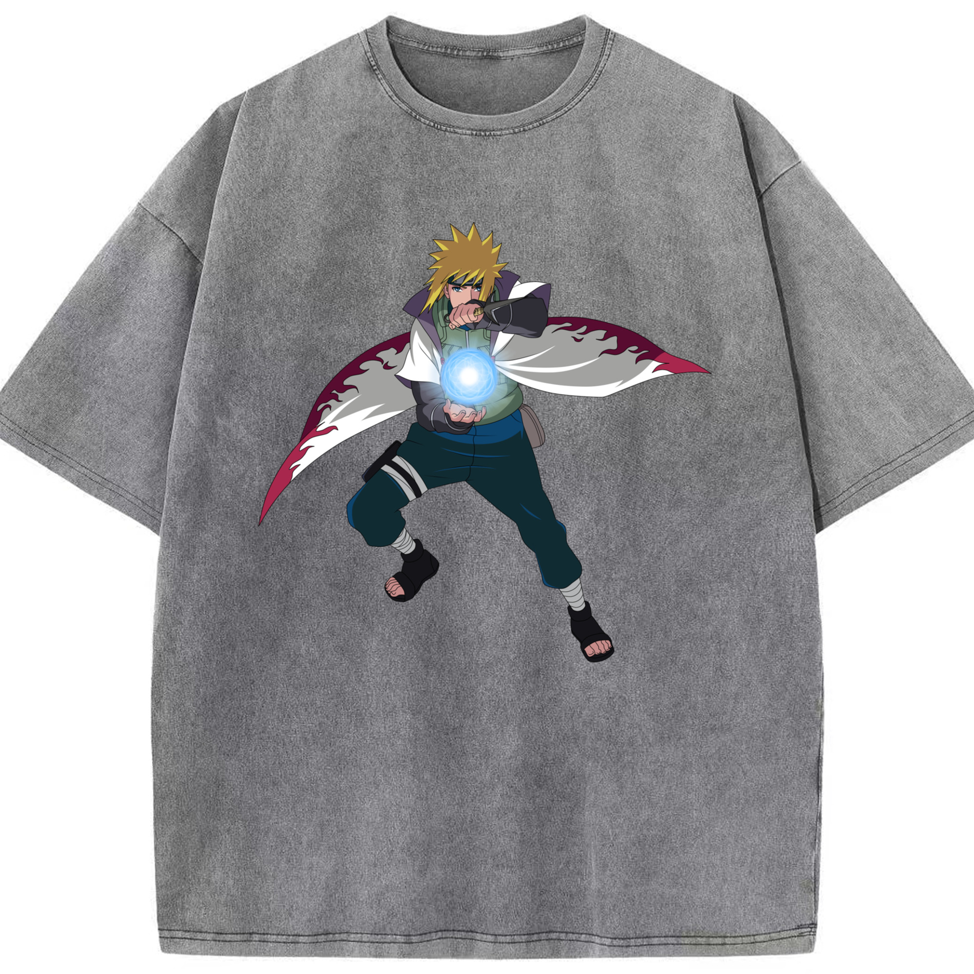（画像用） NARUTO -ナルト- 波風 ミナト Namikaze Minato 綿100% ヴィンテージ風 半袖Tシャツ（フロントプリント）