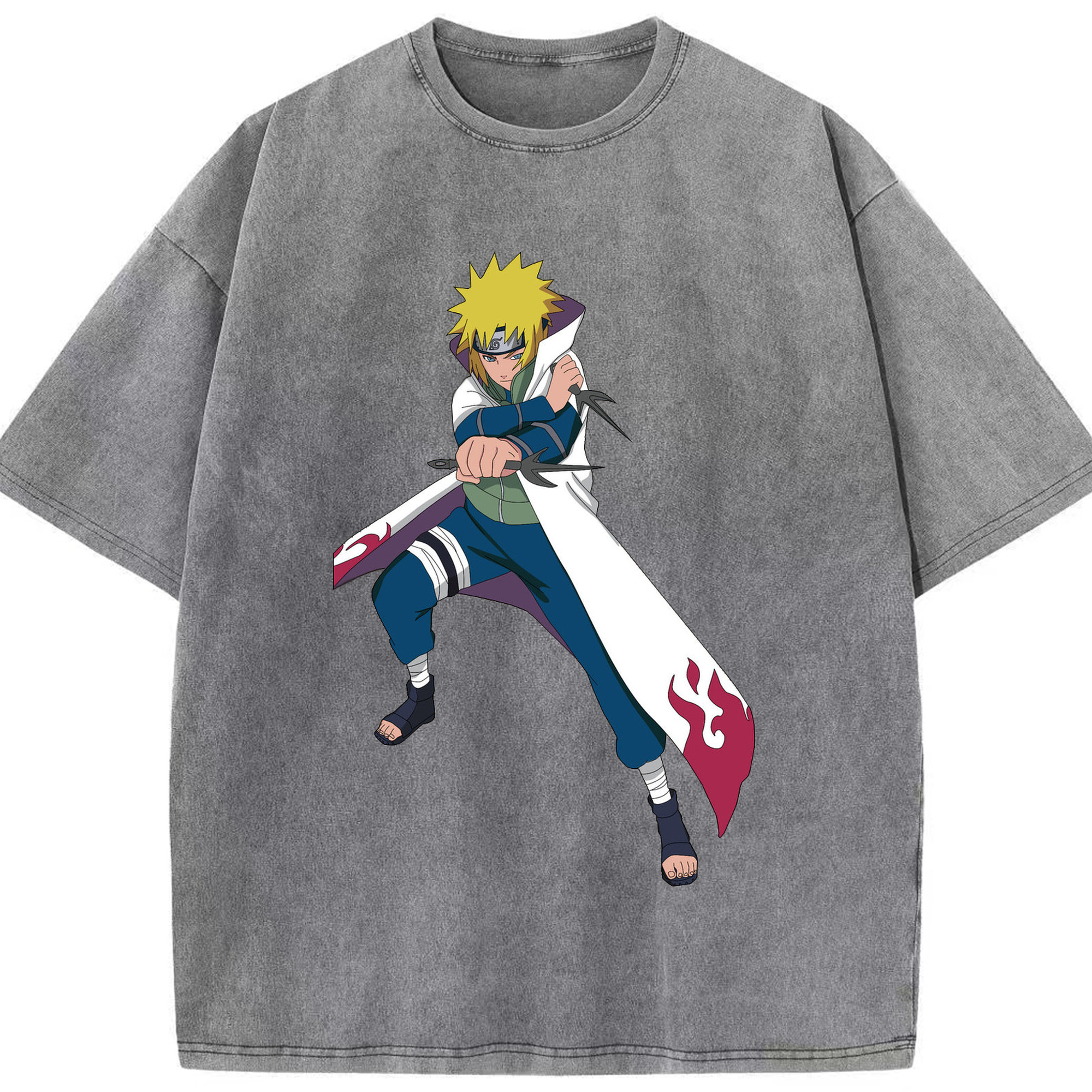 （画像用） NARUTO -ナルト- 波風 ミナト Namikaze Minato 綿100% ヴィンテージ風 半袖Tシャツ（フロントプリント）