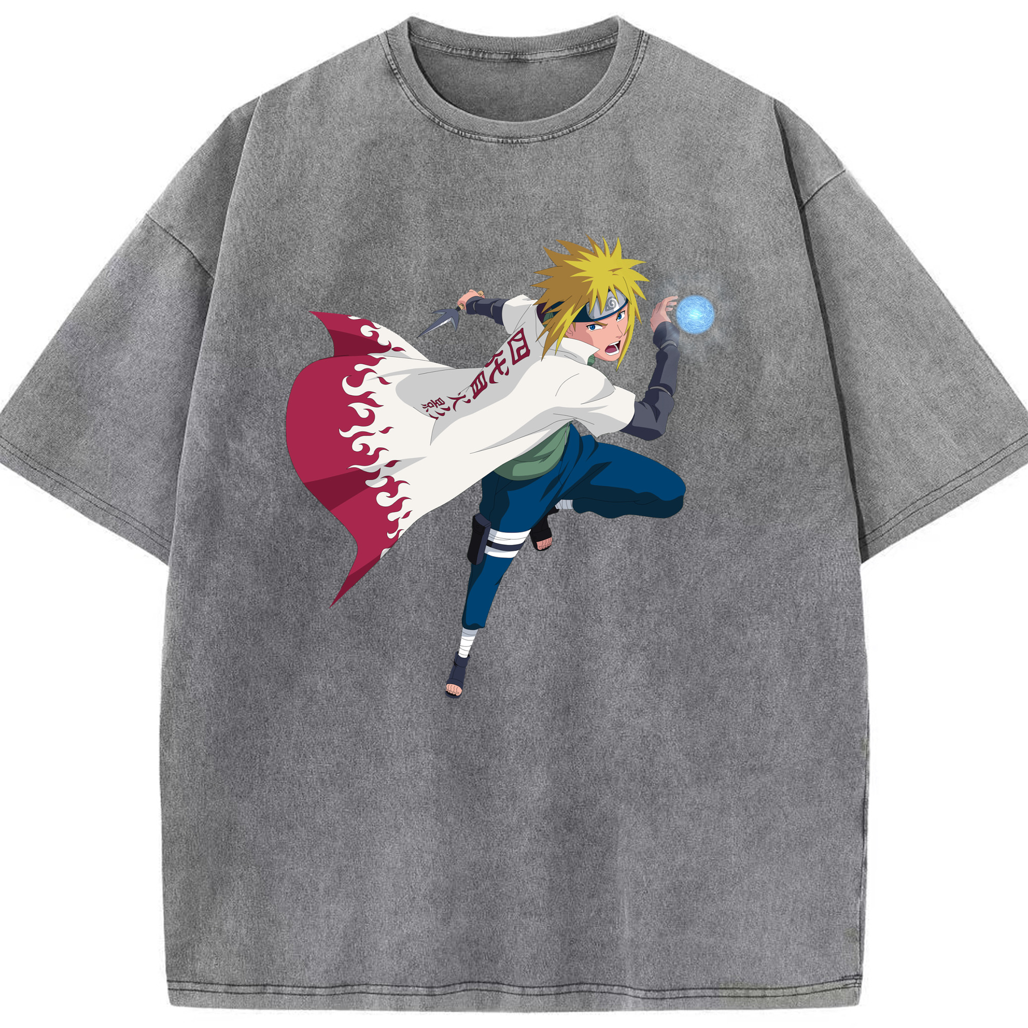 （画像用） NARUTO -ナルト- 波風 ミナト Namikaze Minato 綿100% ヴィンテージ風 半袖Tシャツ（フロントプリント）