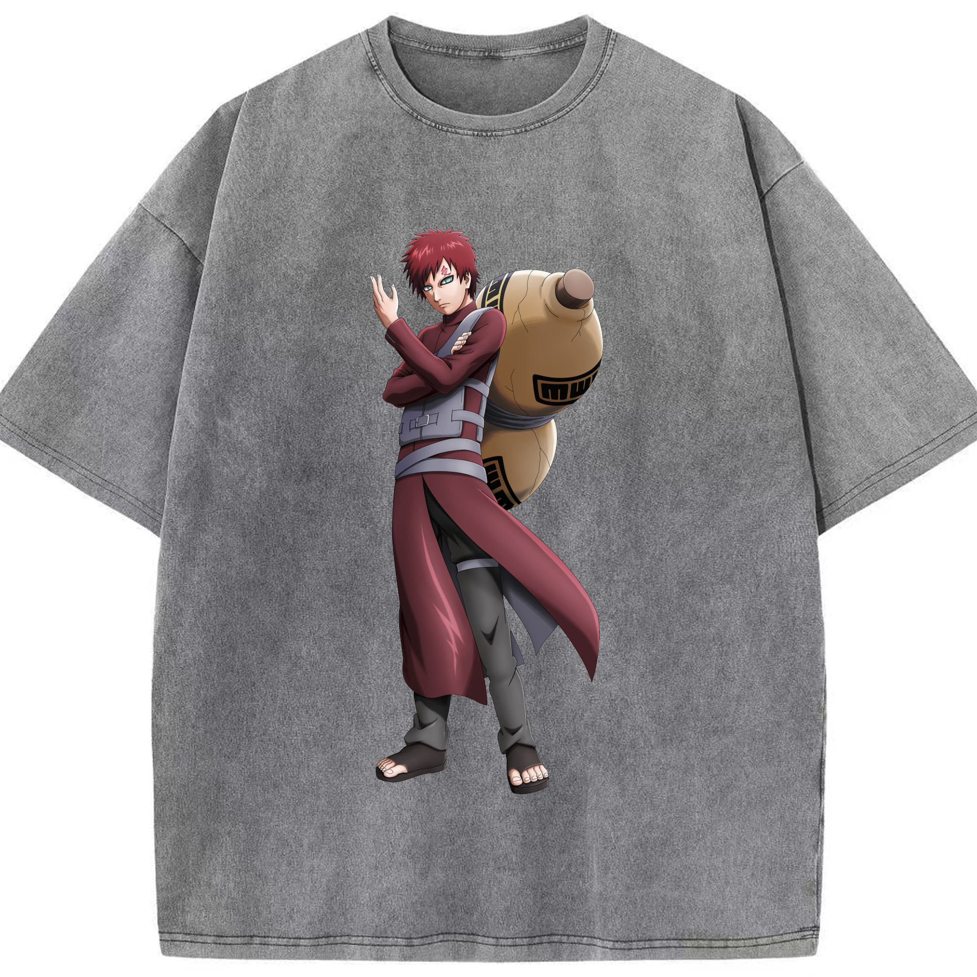 （画像用） NARUTO -ナルト- ガアラ Gaara 綿100% ヴィンテージ風 半袖Tシャツ（フロントプリント）
