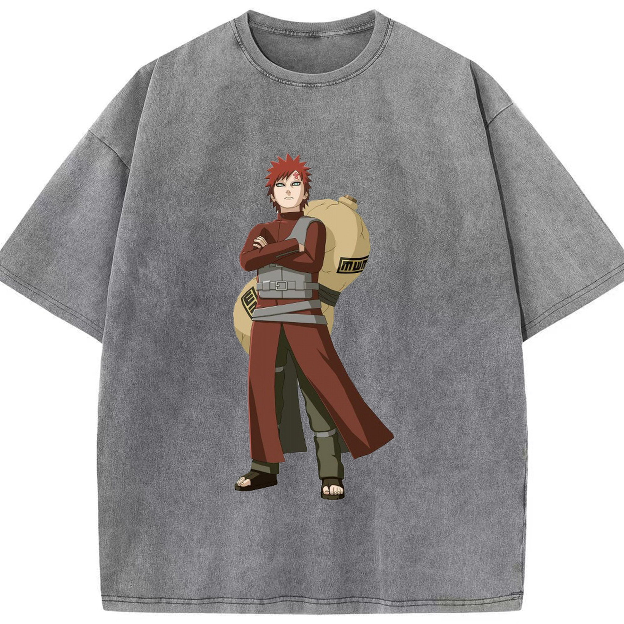 （画像用） NARUTO -ナルト- ガアラ Gaara 綿100% ヴィンテージ風 半袖Tシャツ（フロントプリント）