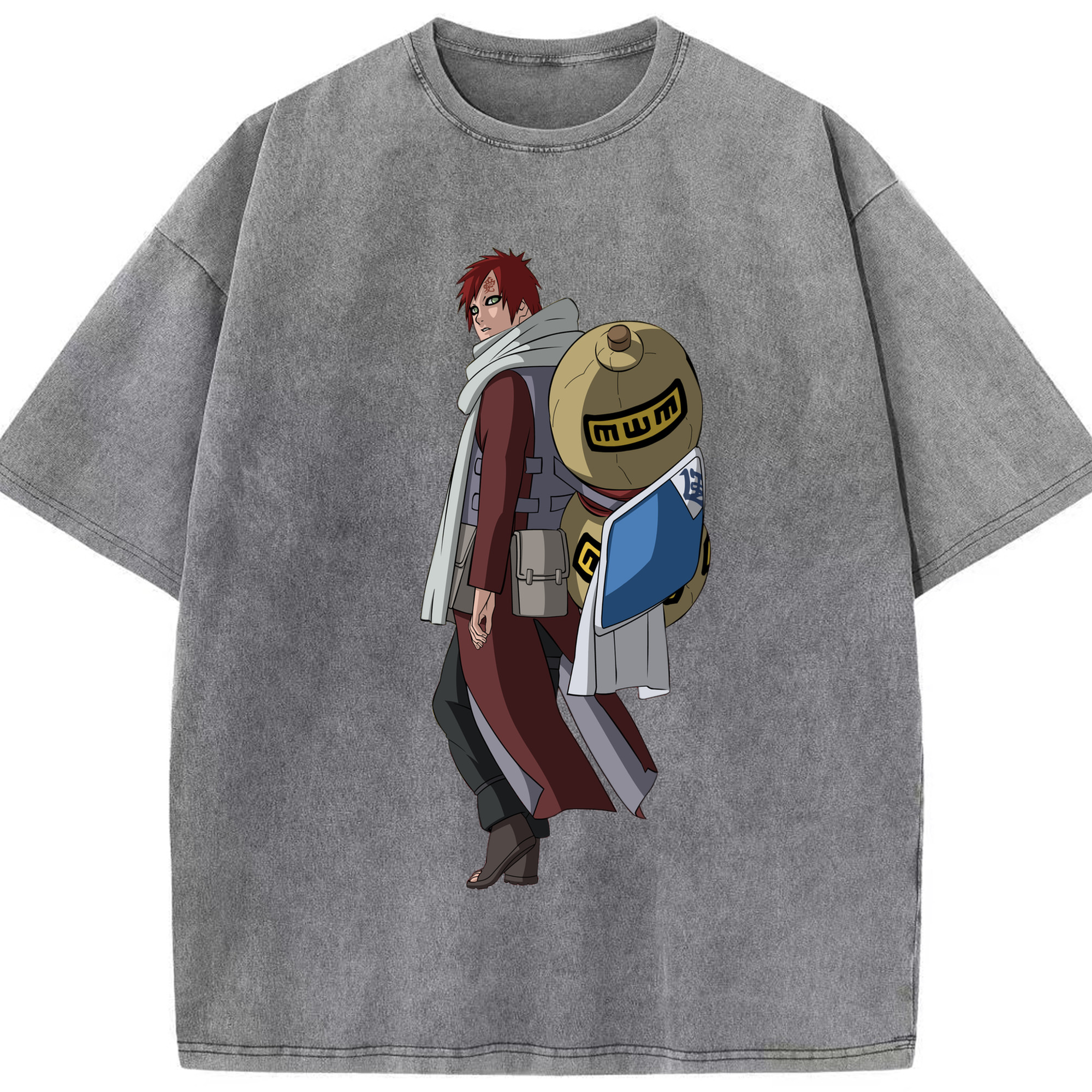 （画像用） NARUTO -ナルト- ガアラ Gaara 綿100% ヴィンテージ風 半袖Tシャツ（フロントプリント）