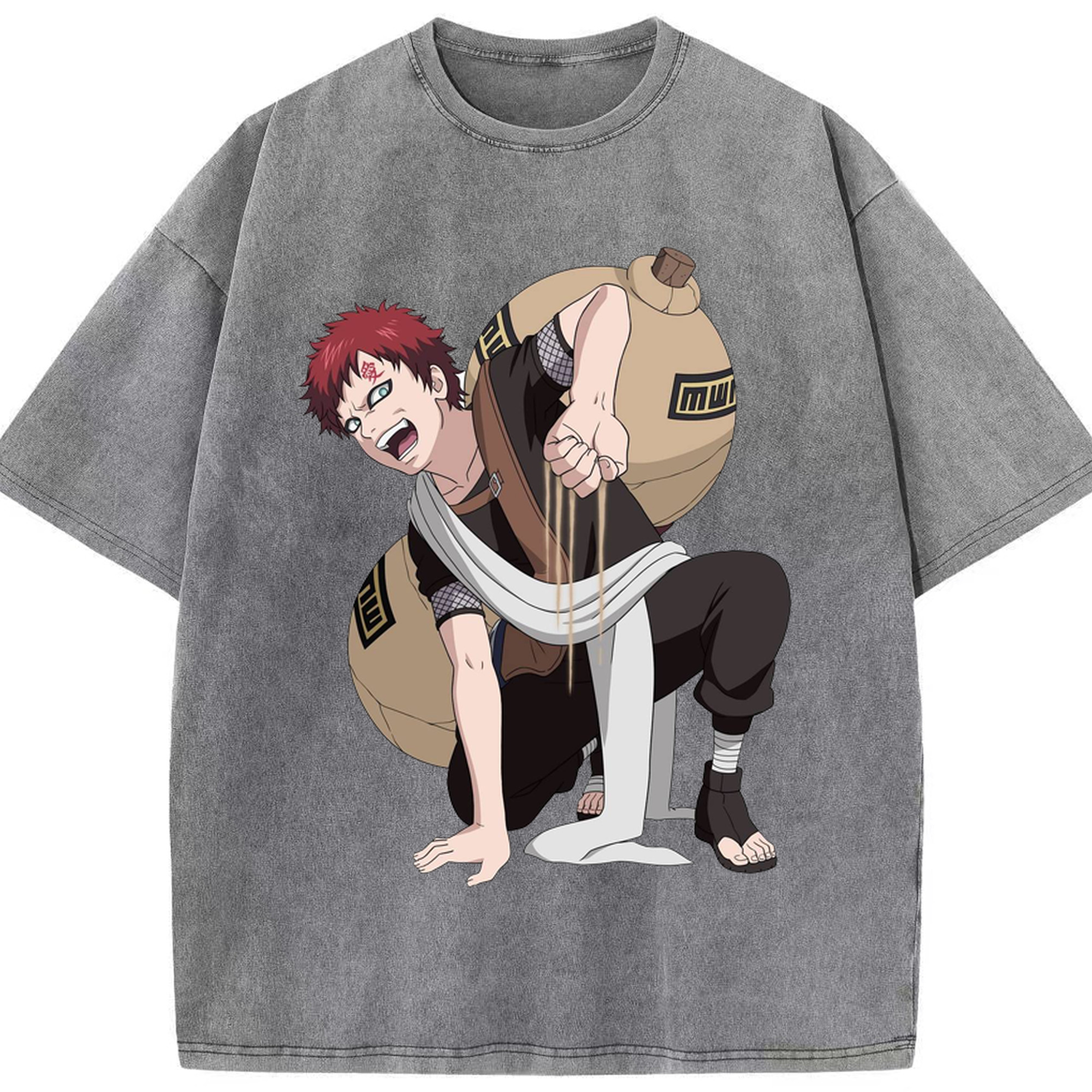 （画像用） NARUTO -ナルト- ガアラ Gaara 綿100% ヴィンテージ風 半袖Tシャツ（フロントプリント）