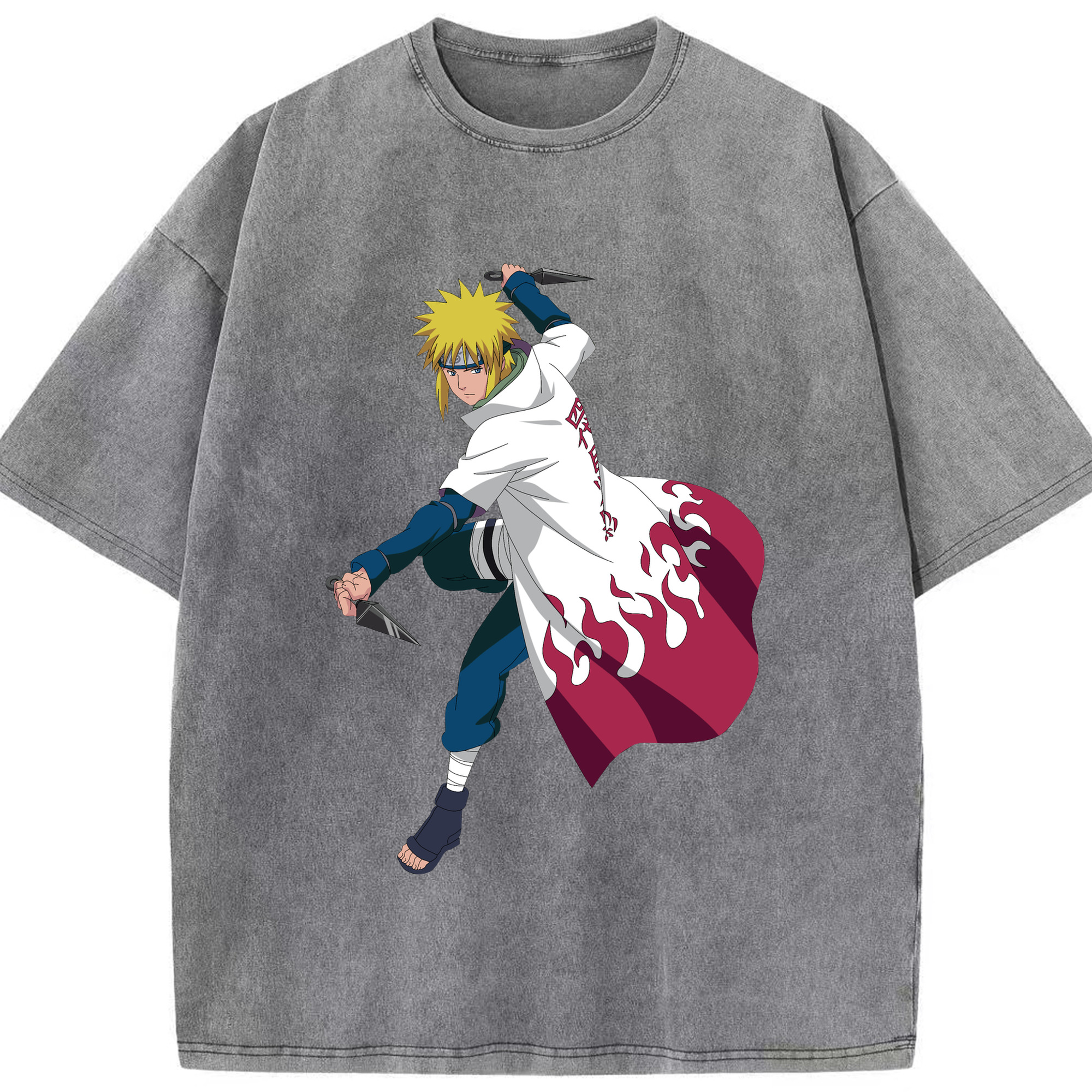 （画像用） NARUTO -ナルト- 波風 ミナト Namikaze Minato 綿100% ヴィンテージ風 半袖Tシャツ（フロントプリント）
