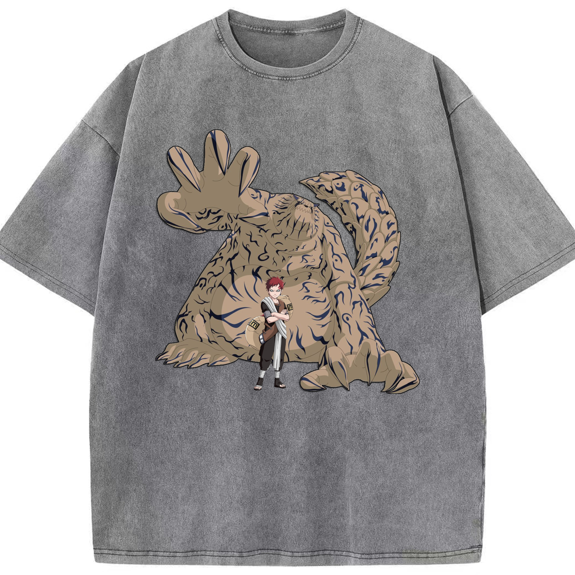 （画像用） NARUTO -ナルト- ガアラ Gaara 綿100% ヴィンテージ風 半袖Tシャツ（フロントプリント）