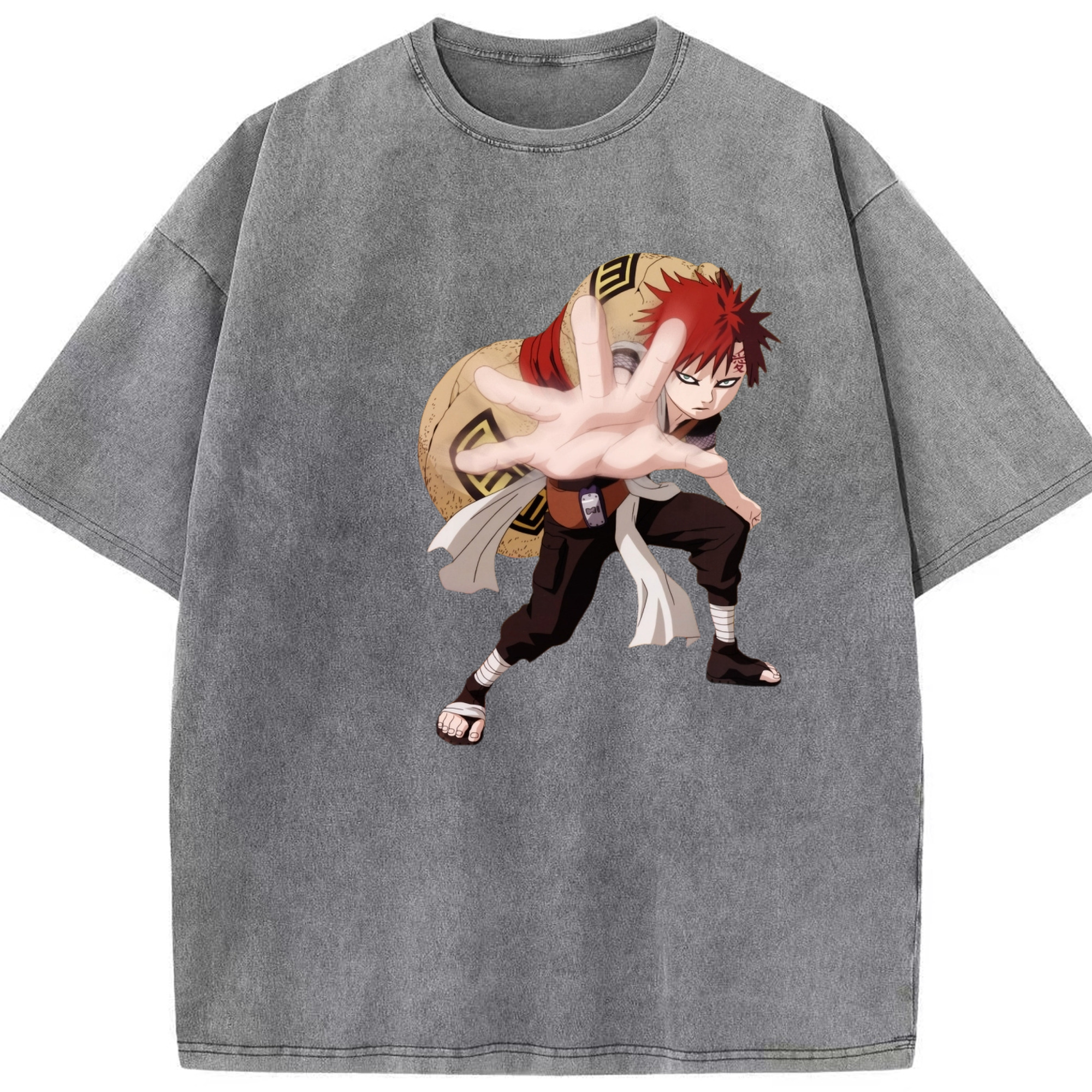 （画像用） NARUTO -ナルト- ガアラ Gaara 綿100% ヴィンテージ風 半袖Tシャツ（フロントプリント）