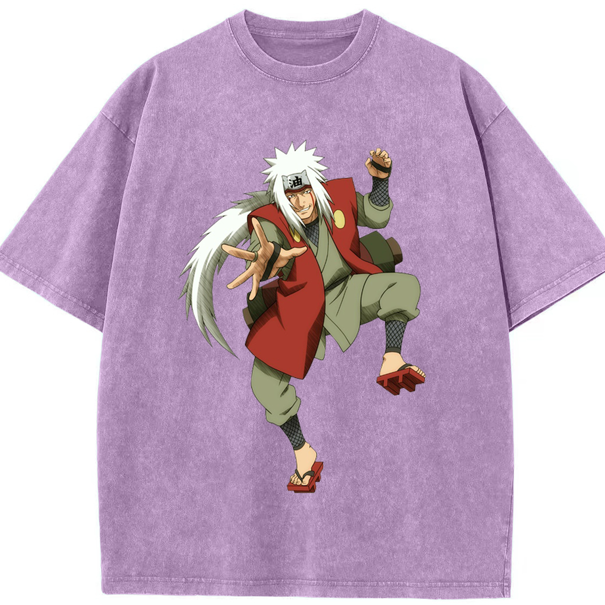 （画像用） NARUTO -ナルト- 自来也（じらいや） Jiraiya 綿100% ヴィンテージ風 半袖Tシャツ（フロントプリント）