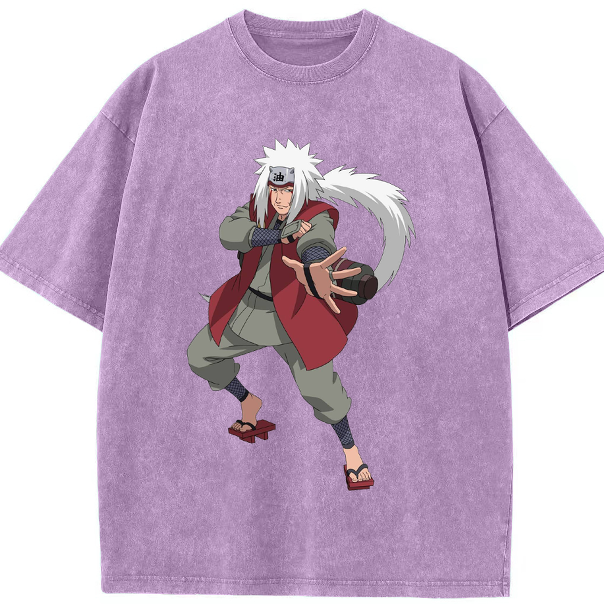 （画像用） NARUTO -ナルト- 自来也（じらいや） Jiraiya 綿100% ヴィンテージ風 半袖Tシャツ（フロントプリント）